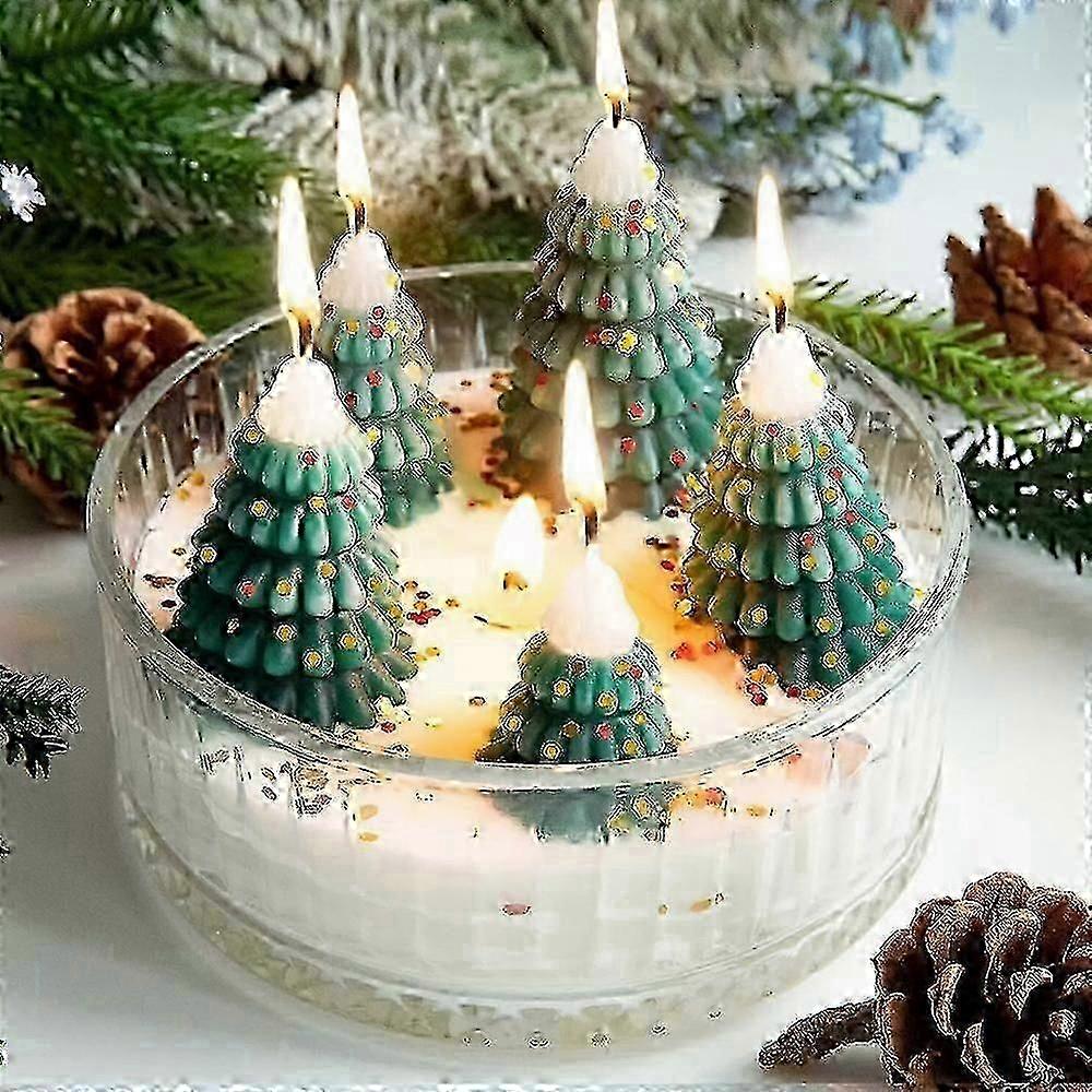 Christmas tree candles, interior Christmas decorations, cedar forest candles