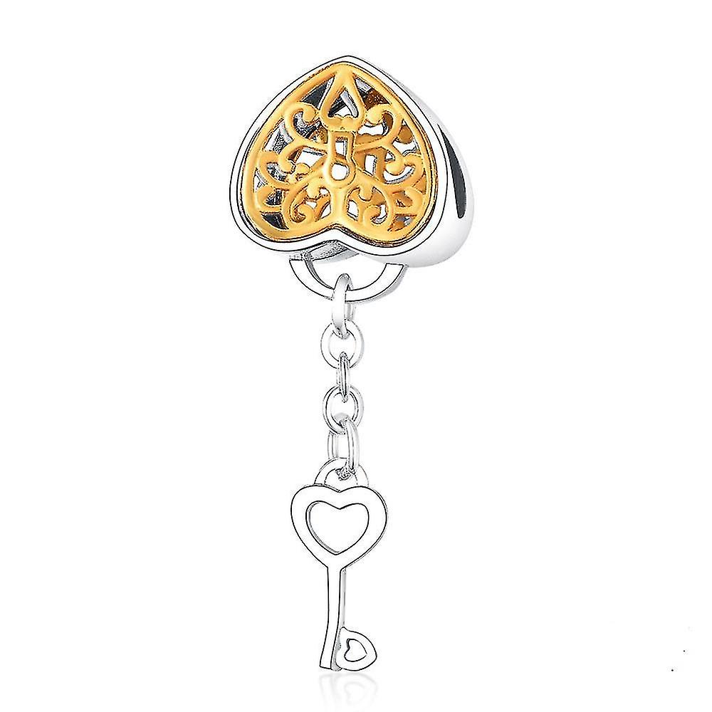 チャームペンダント925シルバーブレスレットビーズハートチャームハートキーダングルチャームヨーロッパDIYジュエリーチャーム