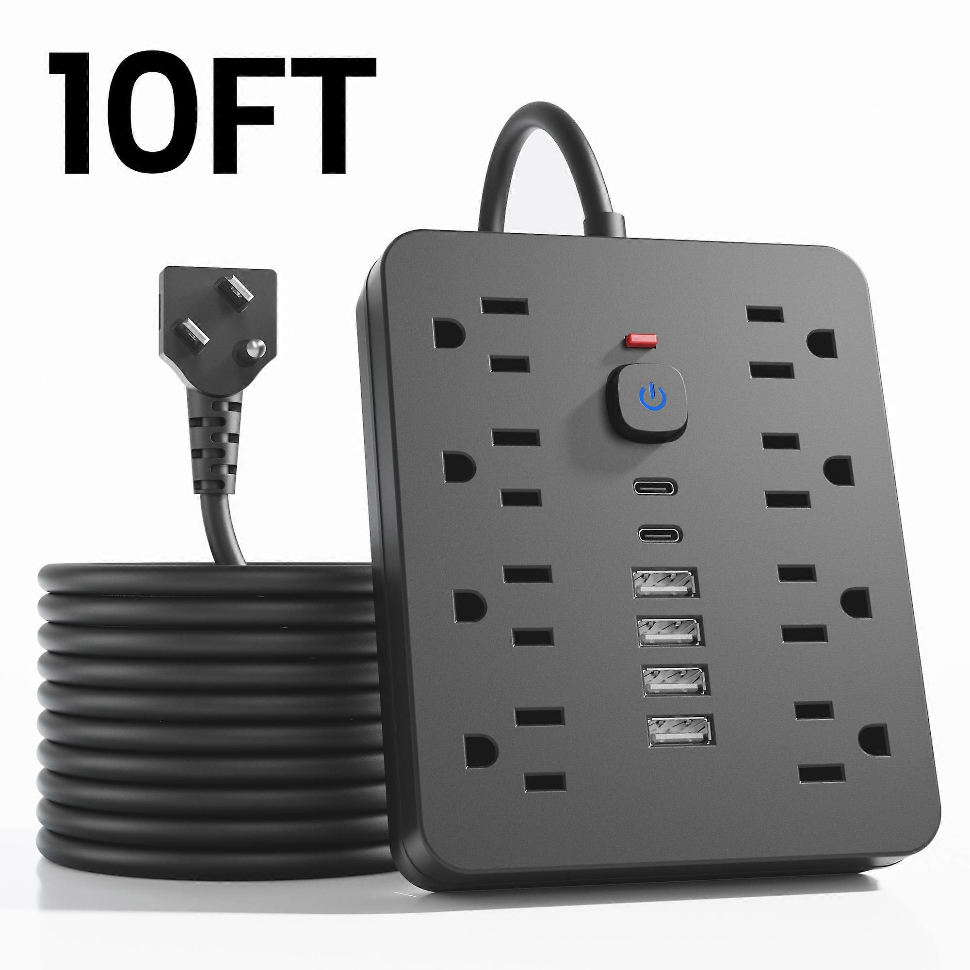 14-in-1 Power Strip Switch Surge protector Prection multifunctional socket electric flat plug with USB Type-C charger oulets