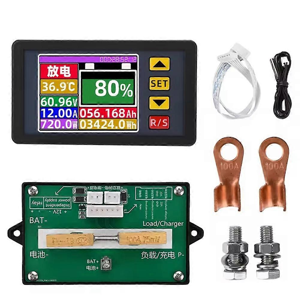 DC7-200V Digital Voltage Current Power Meter Voltmeter Battery Capacity Tester Bidirectional Current Coulometer 100A