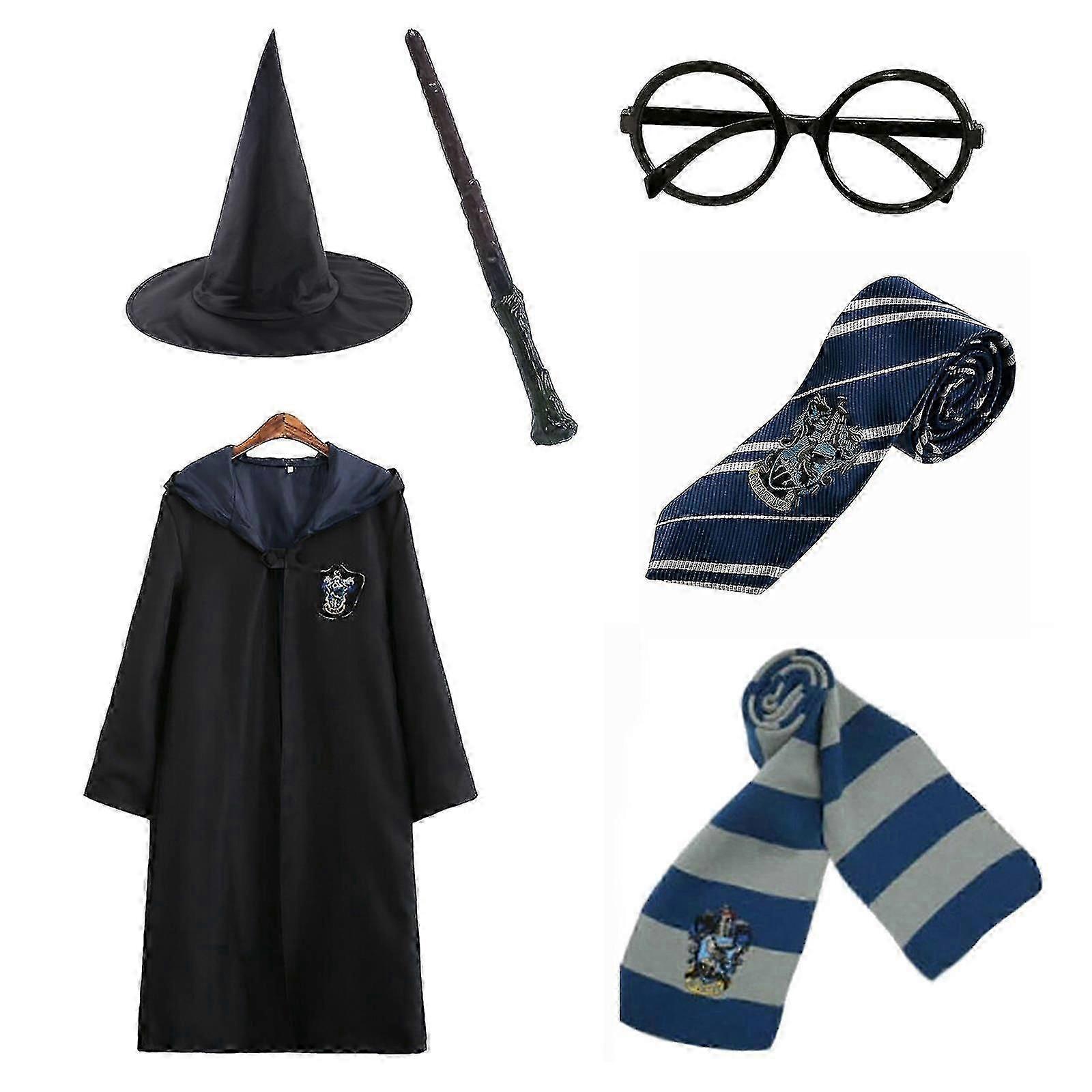 Harry Potter 6pc Set Magic Wizard Cosplay Fancy Dress Cape Cloak Costume