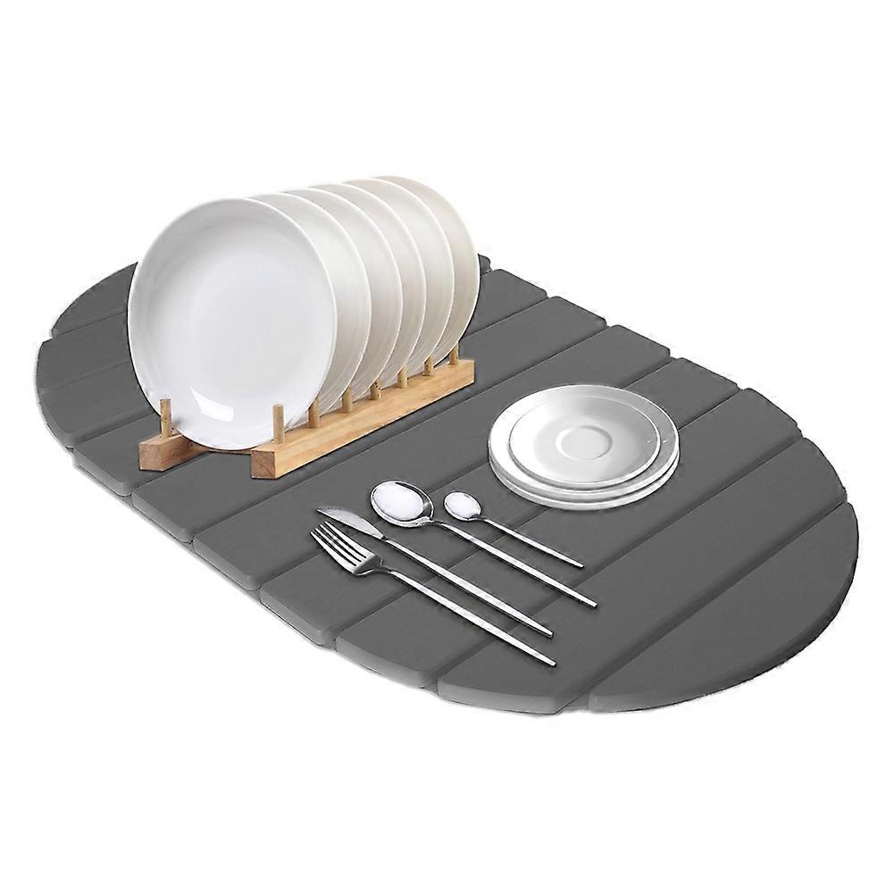 Stone Drying Mats, Large Rounded Corner Diatomaceous Earth for Kitchen Countertops,Match Any Countertop (Gray, Large)