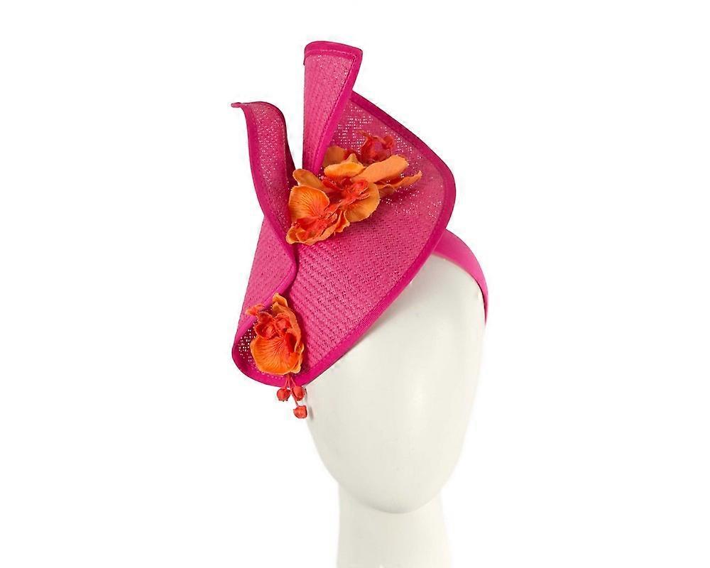 Fuchsia & Orange spring racing fascinator with orchid S300FOR