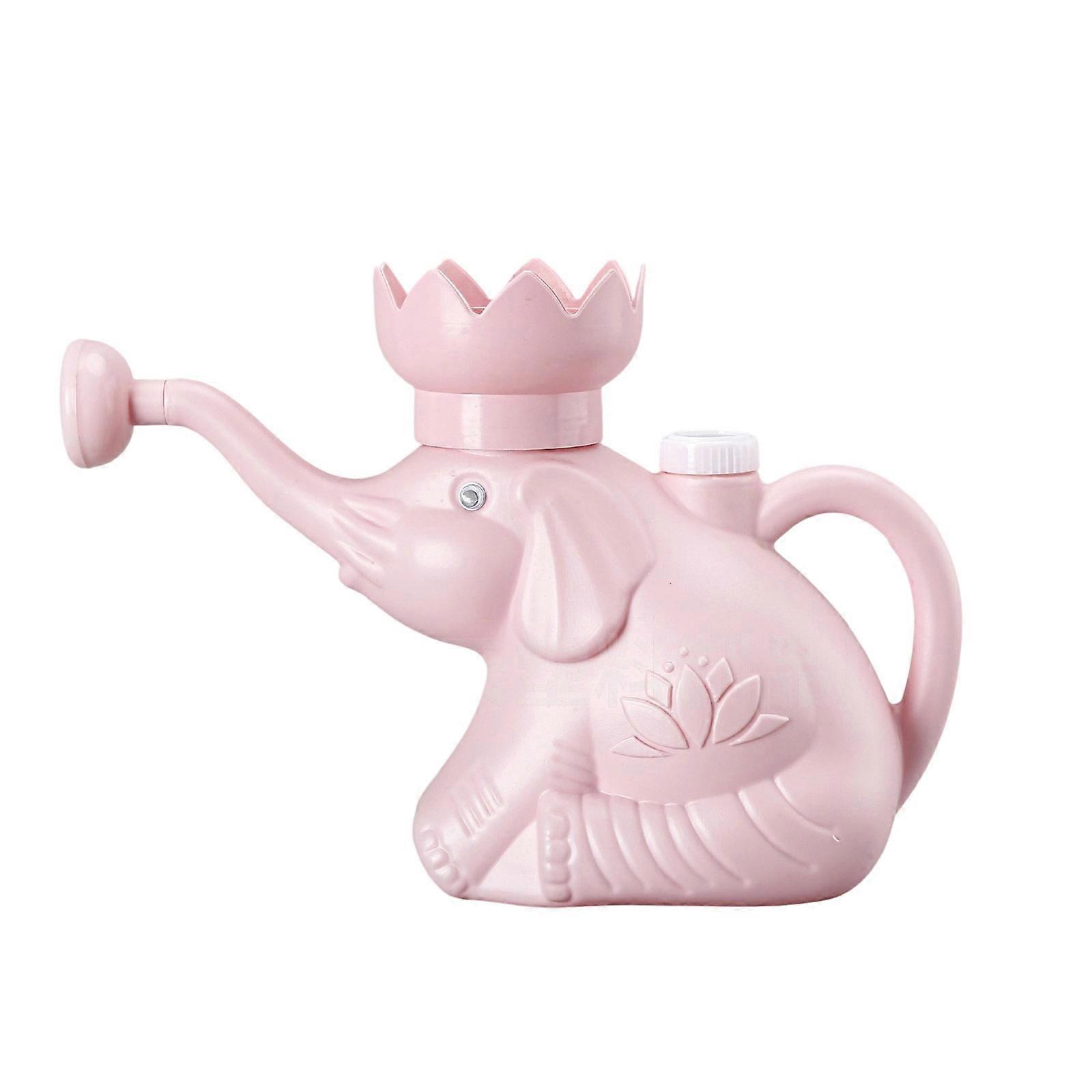 2L Garden Watering Can Sprinkling Container With Elephant Shape Large Capacity Sprinkler For Potted Plant Precise Spout  Pink