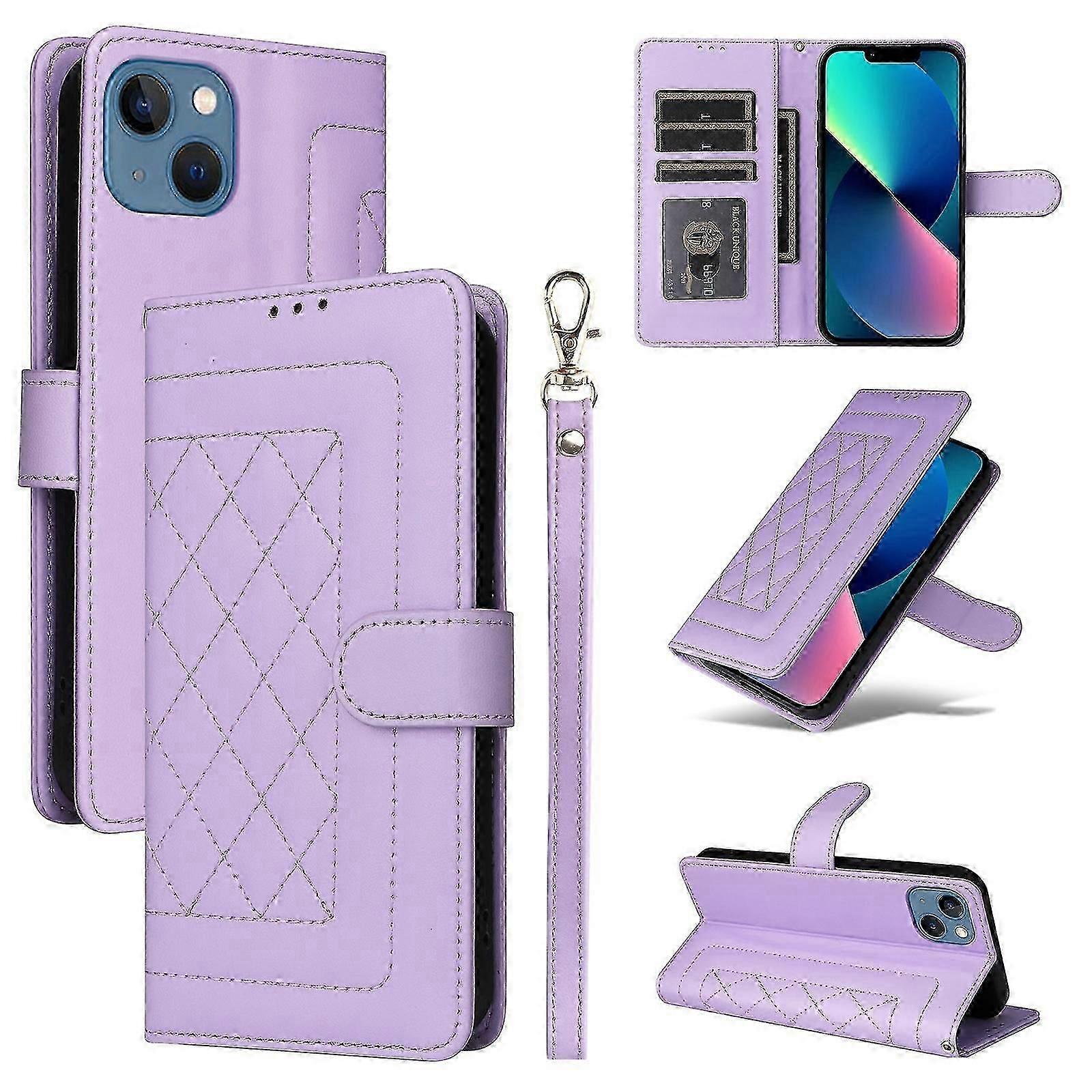 For iPhone 13 Diamond Lattice Leather Flip Phone Case
