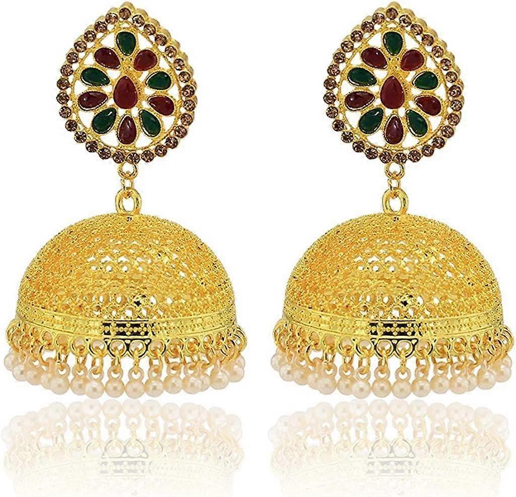 Retro Golden Earrings Ethnic Earrings Beaded Tassel Traditional Earrings Jewelry for Women Girl Daily Wear