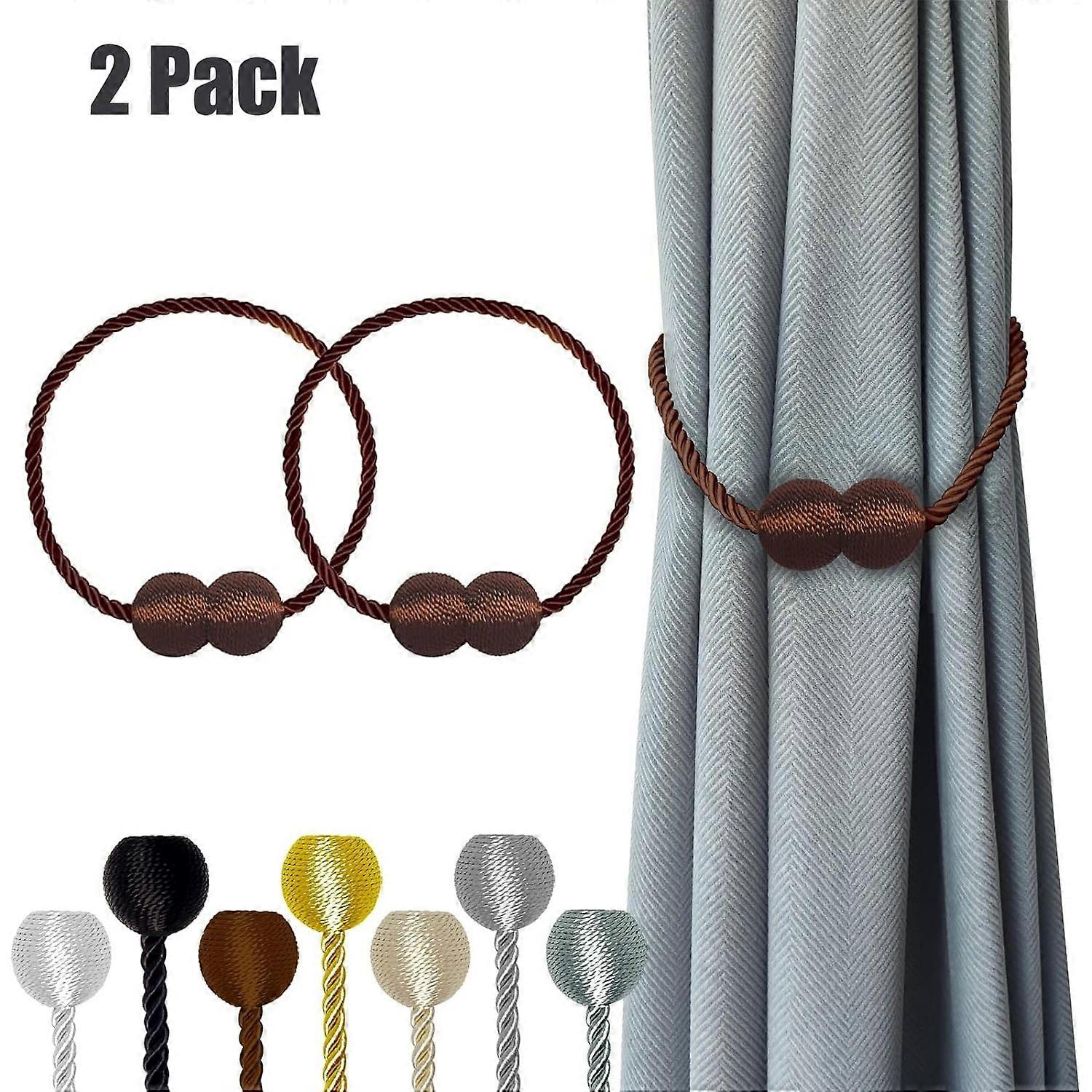 SIISLL Brown Magnetic Curtain Tiebacks (2 Count)