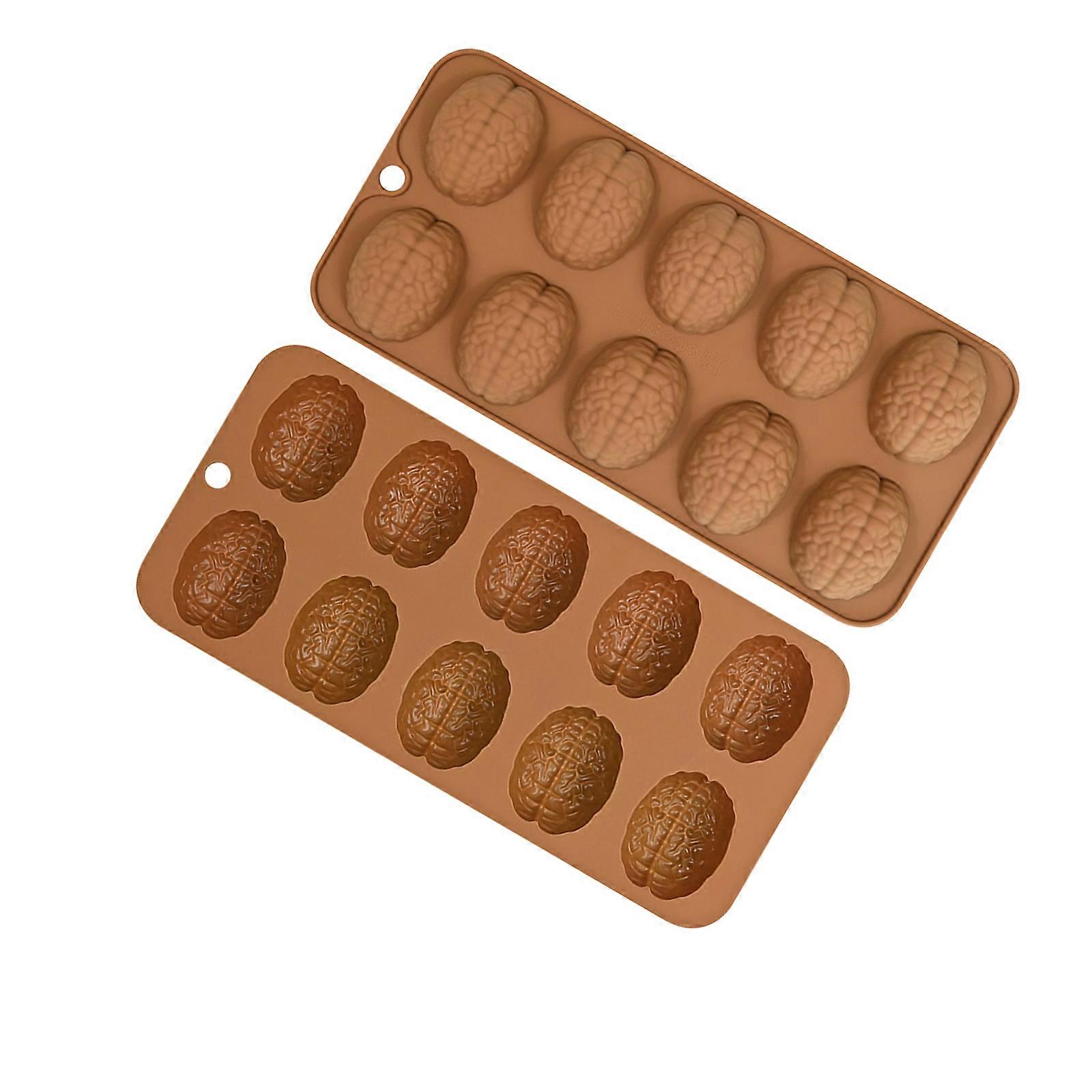 2Pcs Brains Silicone Molds Baking Tool Mousses Cake Decorating Molds for Making Chocolate, Candy, Candle, Soap Enduring Multicolor