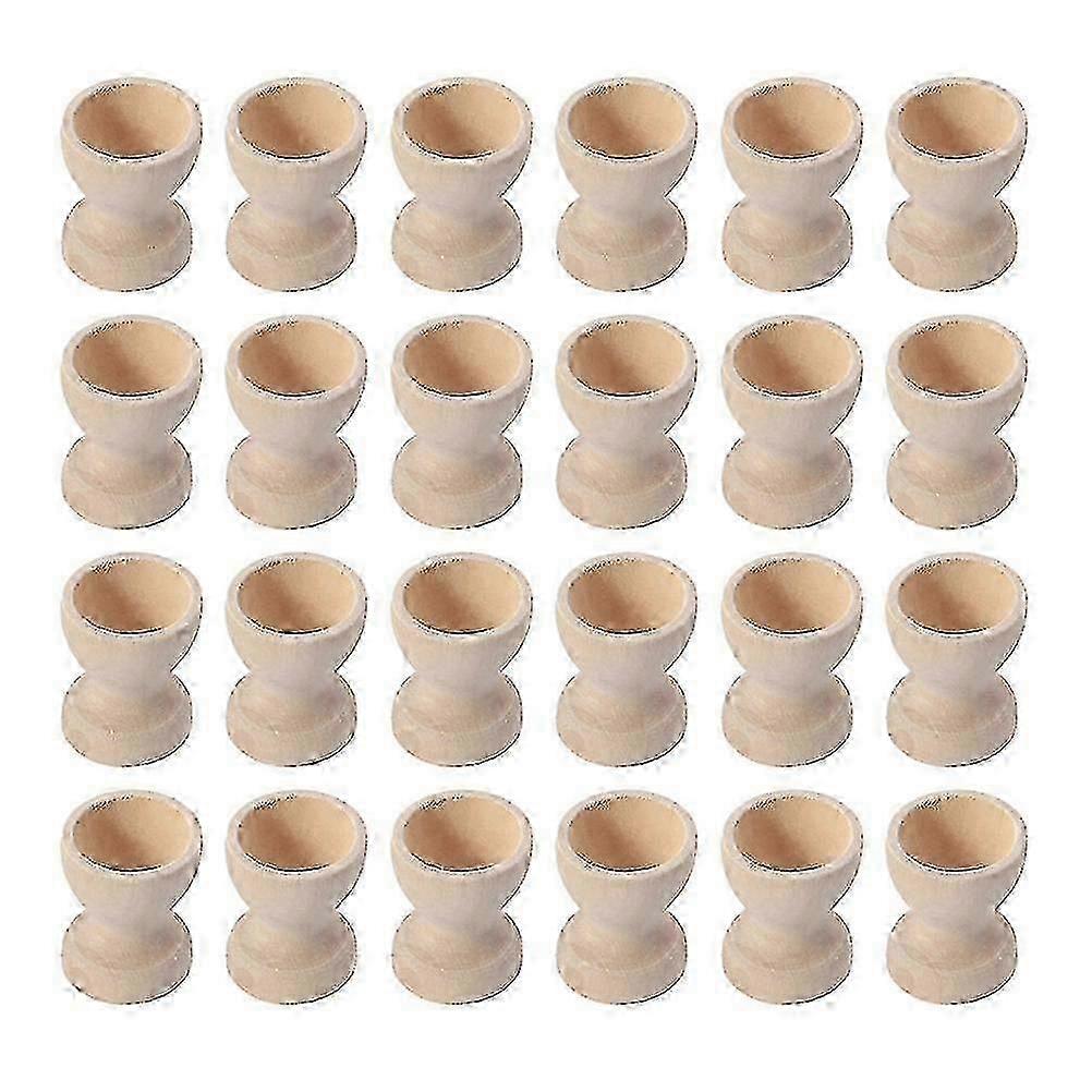 Natural Wood Egg Cups Set Of 24 For Easter Dining Table Display