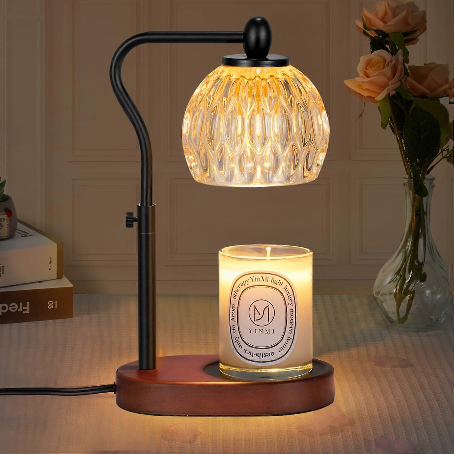 Candle Lamp with Timer & Dimmer  Height Adjustable, 2x50W Bulbs, Scented Candles Compatible, Black, Mothers Day Gift
