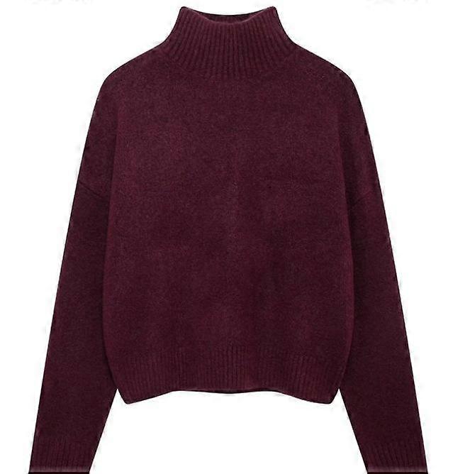 Women'S Turtleneck Fashion Versatile Solid Color Knitted Pullover Sweater