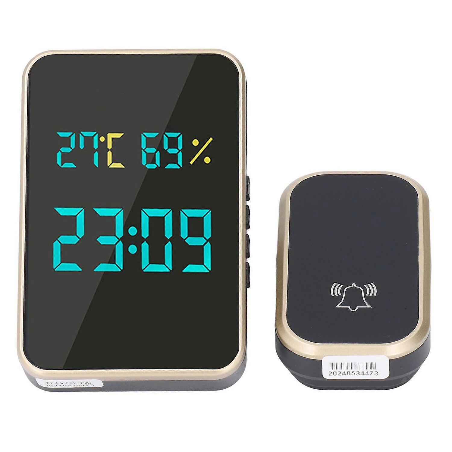 Self Powered Wireless Doorbell 38 Ringtones 4 Level Volume Electronic Doorbell With Temperature and 