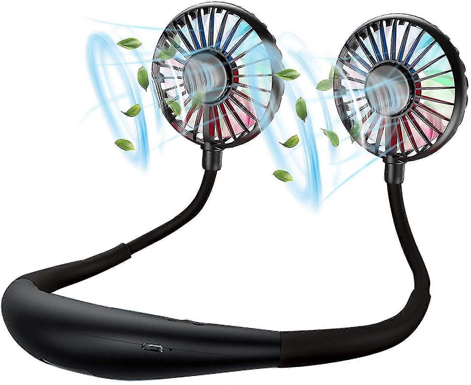 مروحة الرقبة ، مروحة محمولة قابلة لإعادة الشحن تعمل بالبطارية ، مروحة شخصية بدون استخدام اليدين معلقة حول مراوح الرقبة ، مروحة صغيرة يمكن ارتداؤها لمروحة USB تعمل في الهواء الطلق