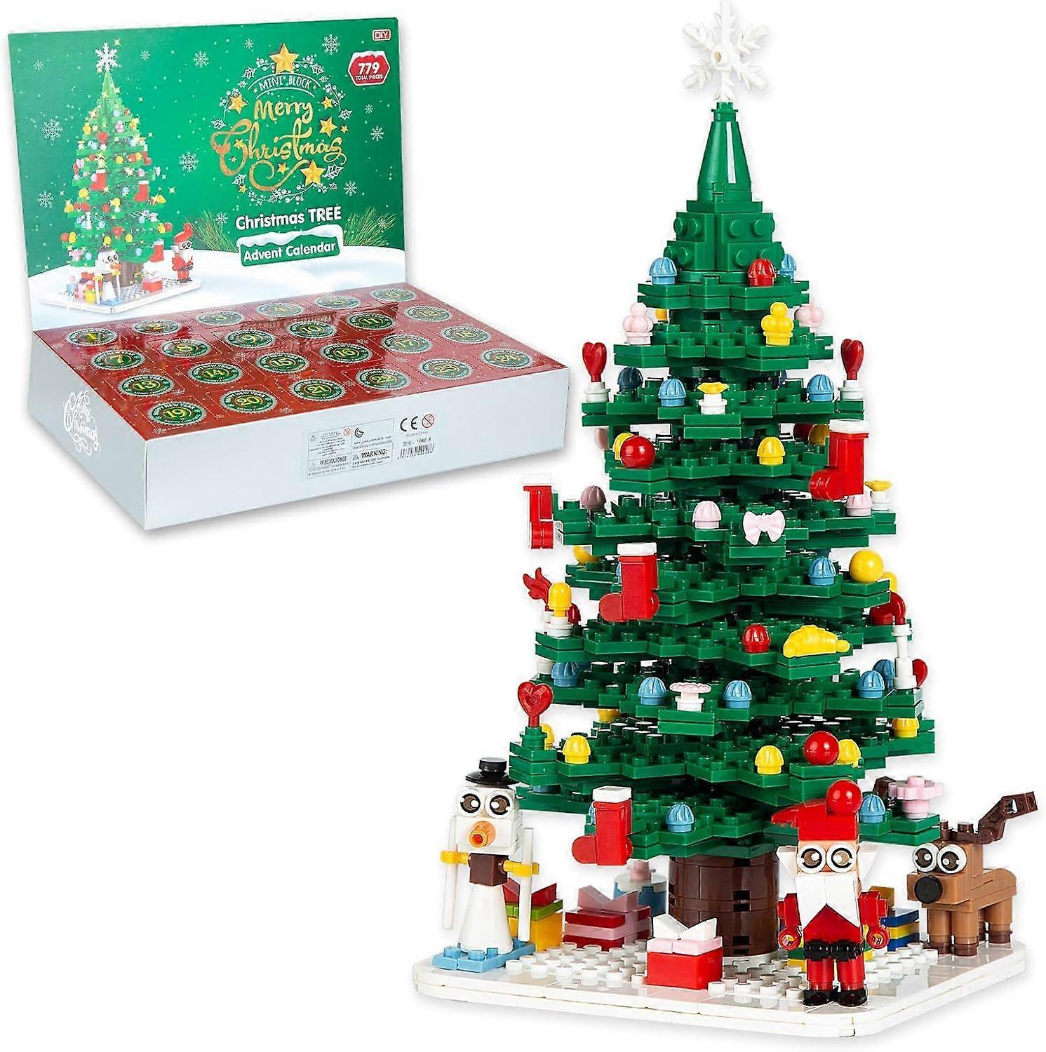 Advent Calendar 2025 Xmas Tree Building Toy Set, Xmas Countdown Calendar Building Block 779PCS Set 24 Days Surprise Boxes Creative Gifts for Adults Te