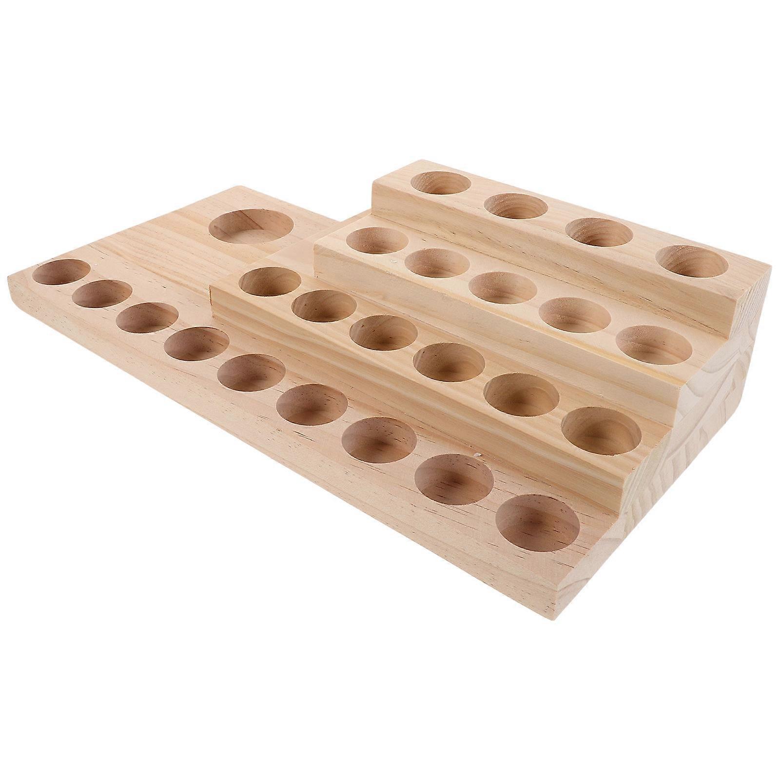 Essential Oil Storage Rack Wood for Display with 4-Tier Solid Wood Rack