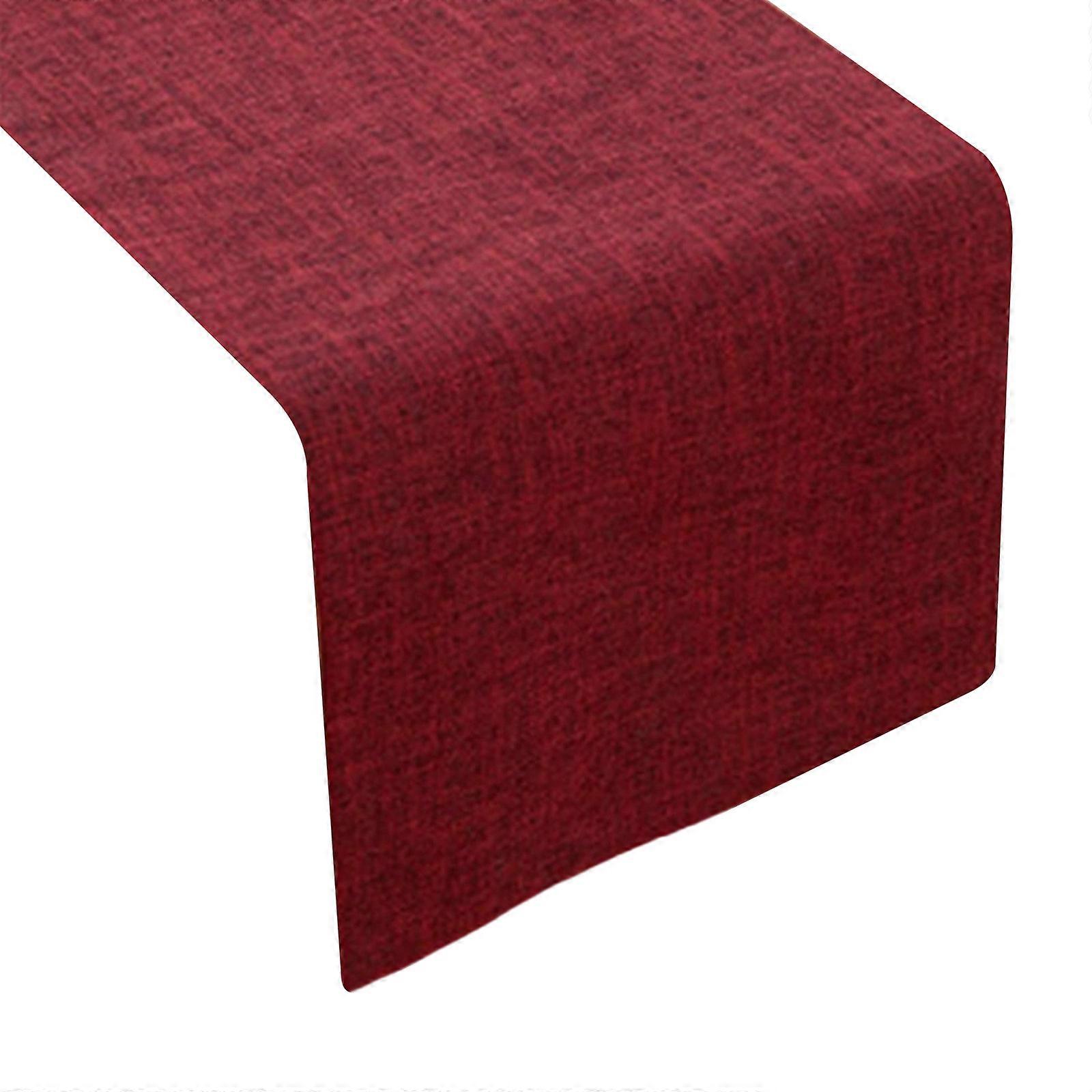 Stainproof Polyester Tablecloth Runner Permanent Fold Complimentary Substance For Kitchen Party Table Setting  No. 17 wine red
