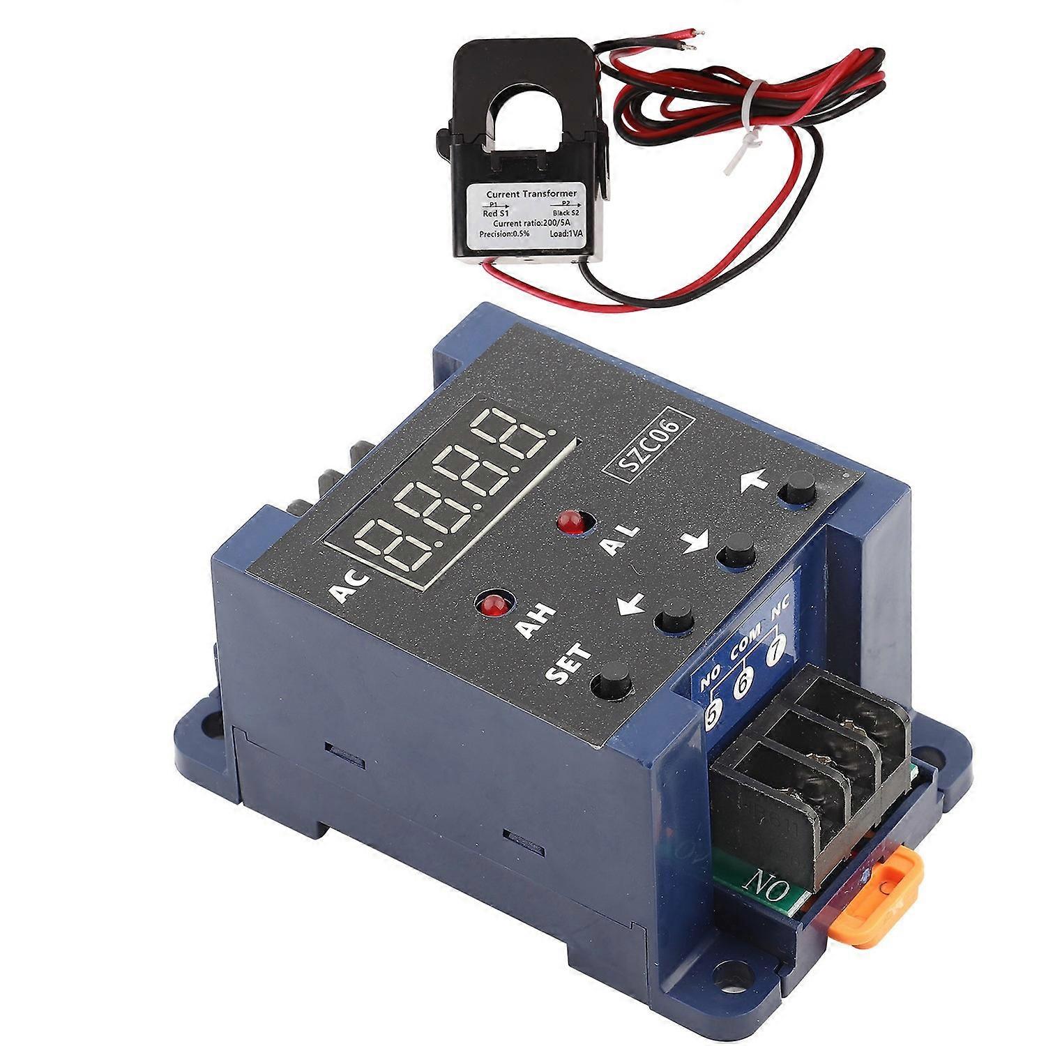 SZC06 AC Digital Ammeter 0.3‑50A Measure Range Upper Lower Limit Alarm Delay Relay Detec AC110‑220V