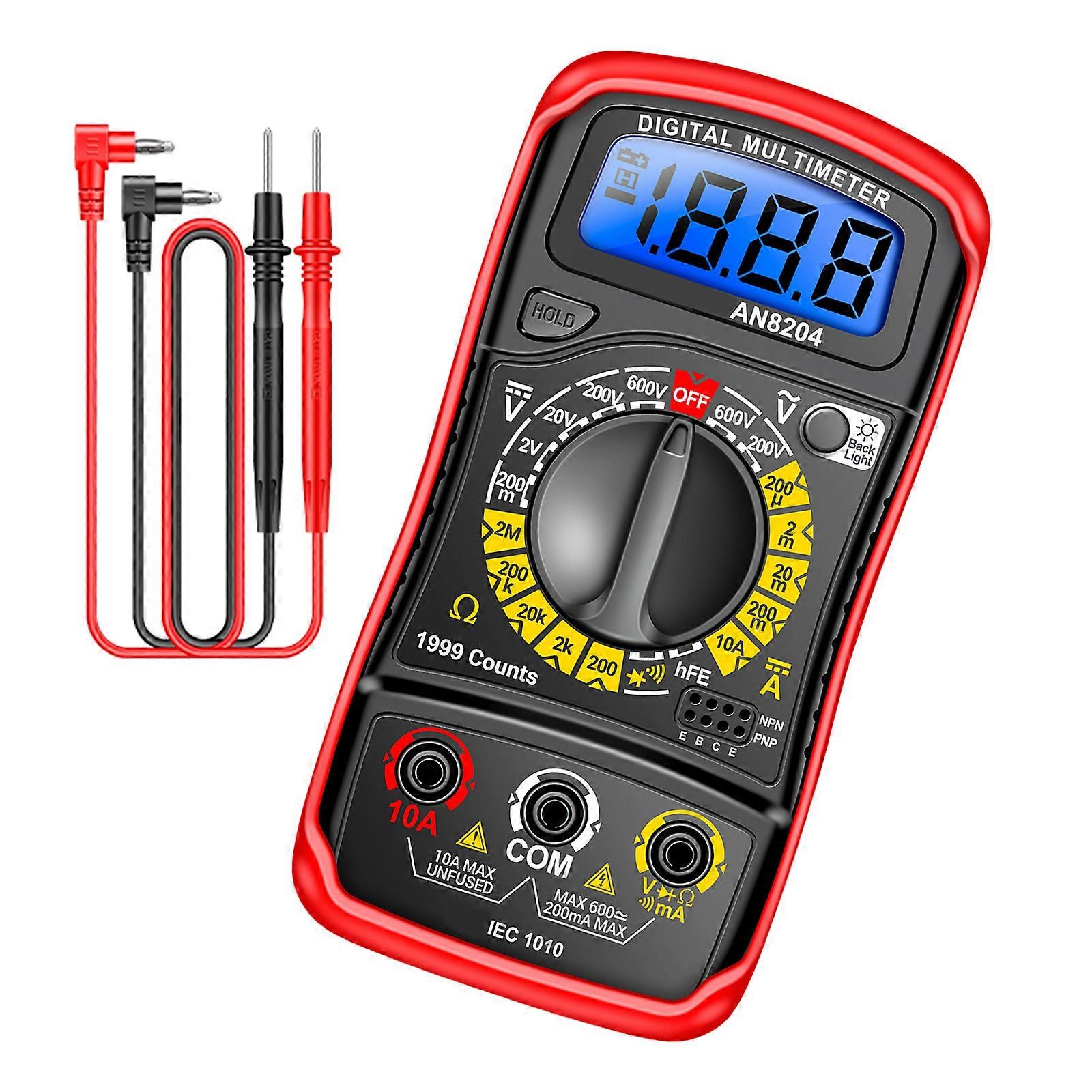 AN8204 Multimeter 1999 Counts Digital Multi Tester Voltages Current Test Meter with Low Battery Indication  Red