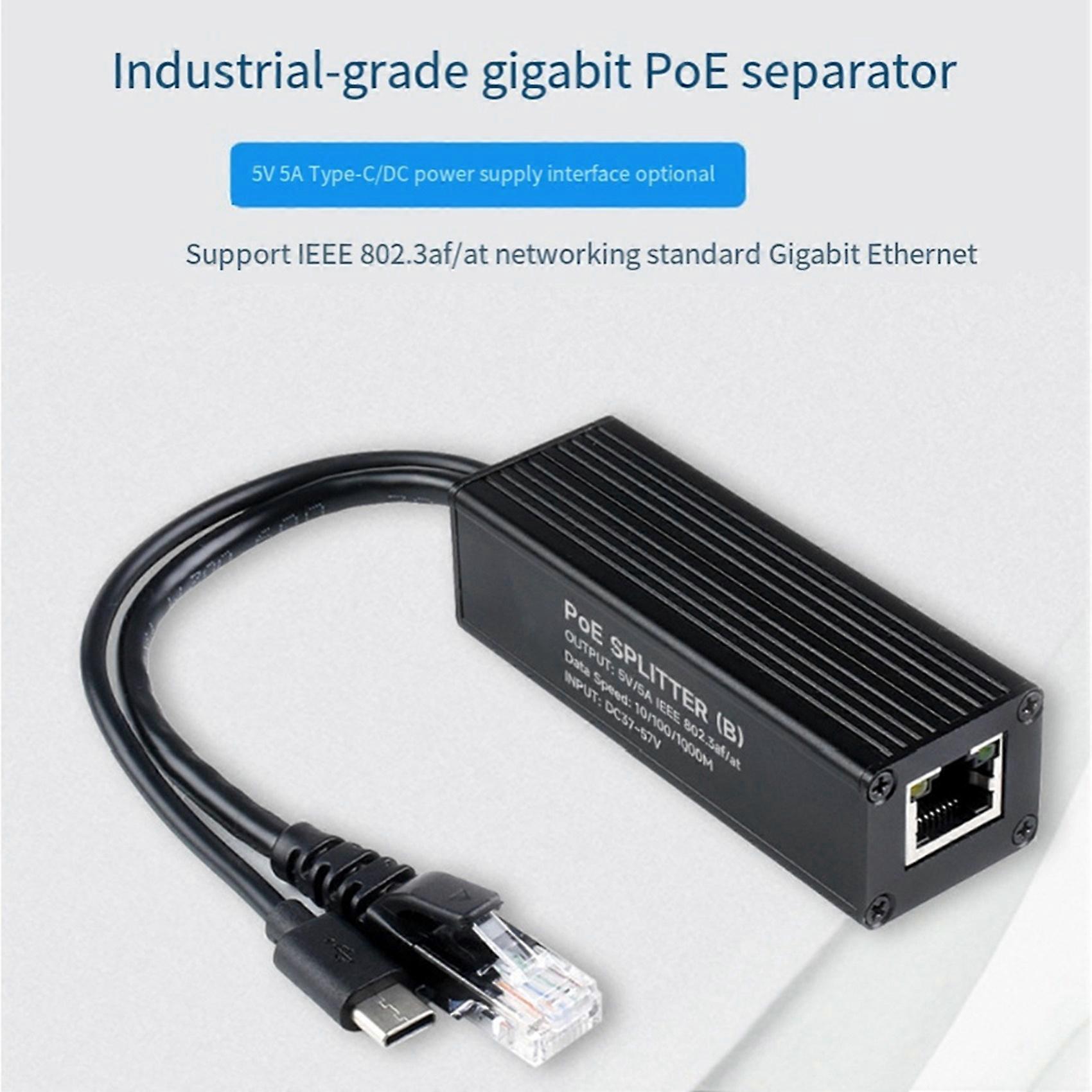2X Waveshare PoE Splitter Industrial Gigabit Type-C Interface Power Supply Imported MPS Control Chip Solution Splitter