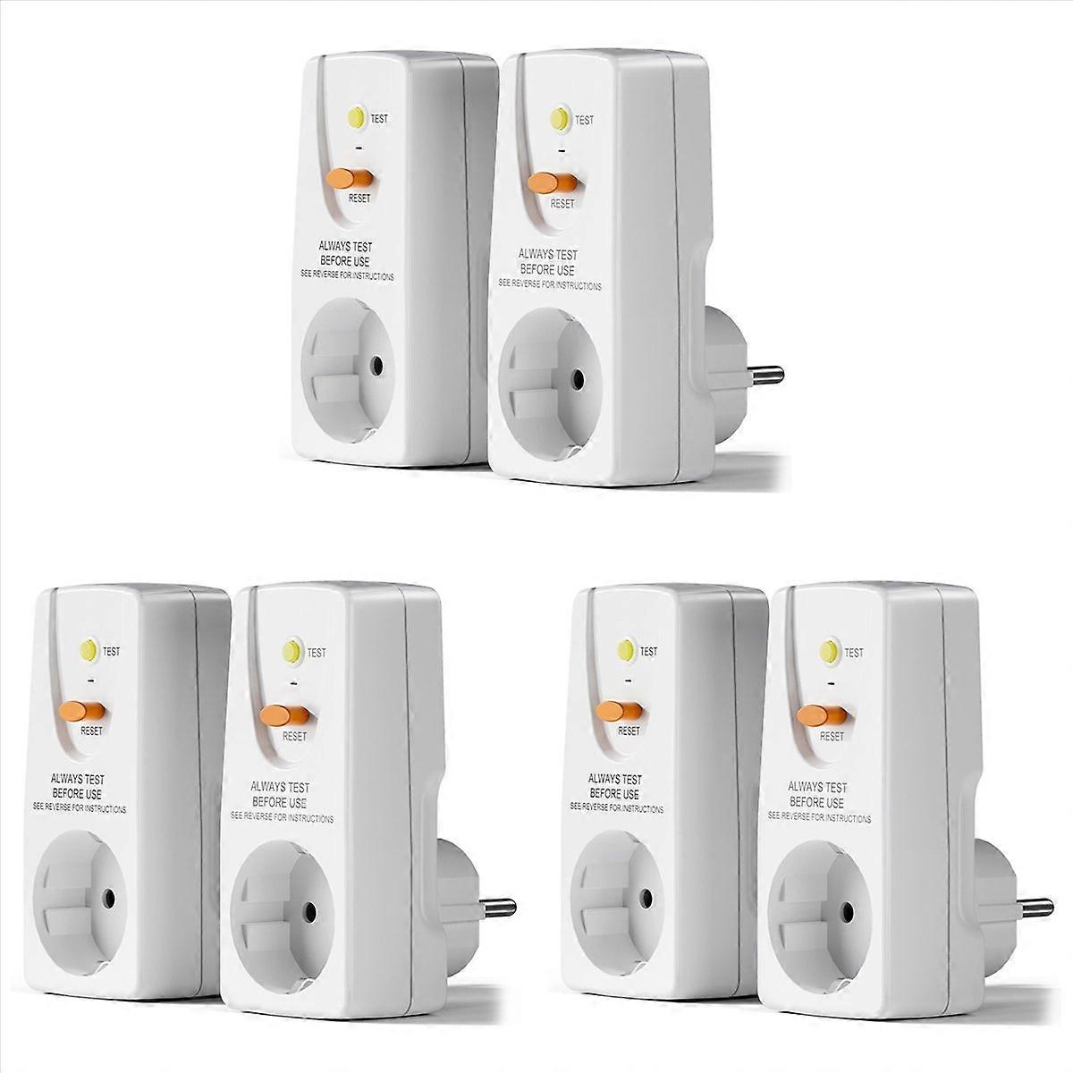 6pack 16A Gfci Leakage Protection Plug Rcd Socket Home Circuit Breaker Cutout Switch Personal Protec