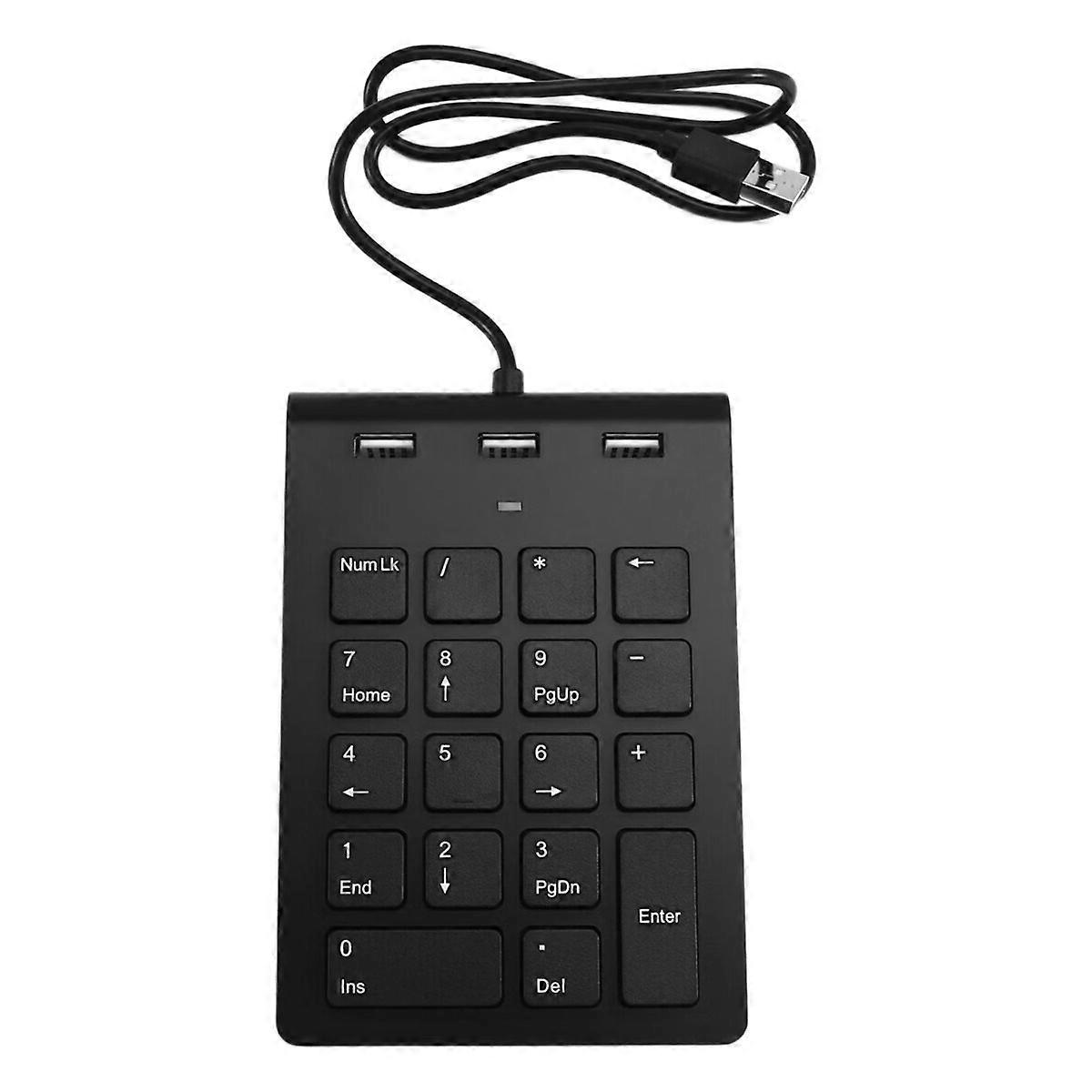 USB Wired Mini Numeric Keypad with 3 USB2.0 Port Hub 18 Keys Numpad Accounting Number Pad for Bank A
