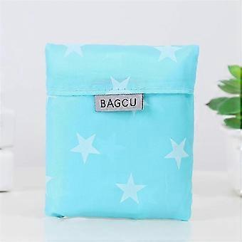 1PCS Boodschappentas Milieuvriendelijke Tas Herbruikbare Draagbare Schouder Handtas Voor Reizen Kruidenierswinkel Mode Pocket Tote Thuisopslag Lake blue1408