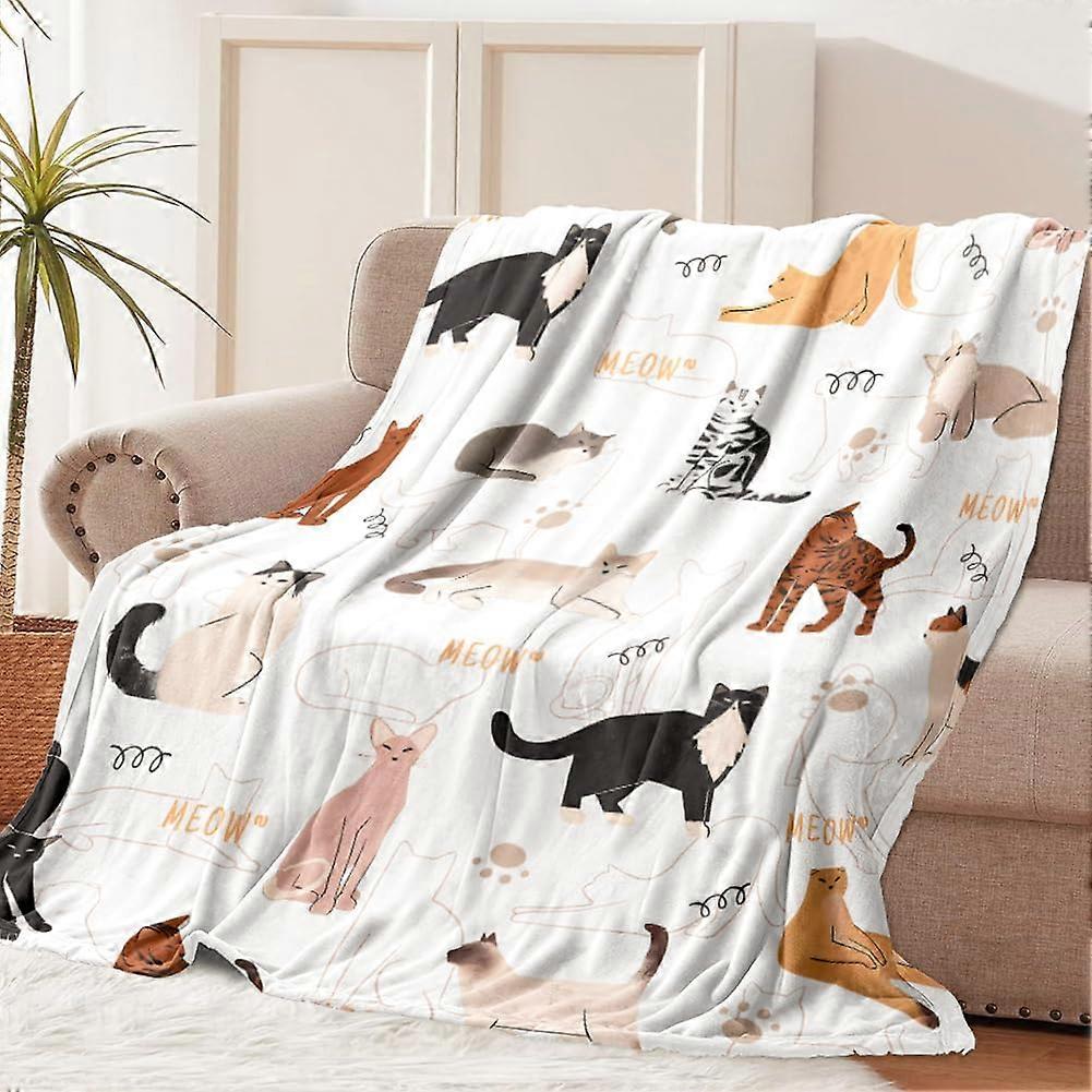 Cat Blanket Animals Pet Print Throw Blanket For Cats Soft Flannel Lightweight Plush 60x80 Inches Bed Blanket For Couch