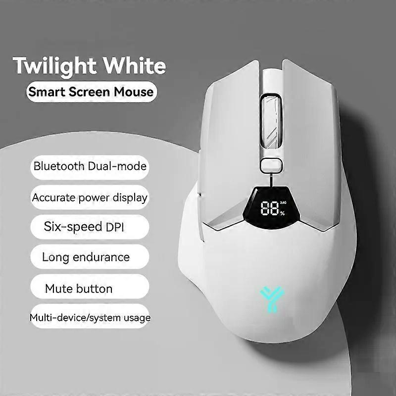 Wireless Bluetooth Mouse, Smart Screen Display, Dual Mode Mute Button, 600mAh Lithium Battery, Office Mouse for Tablet, Notebook