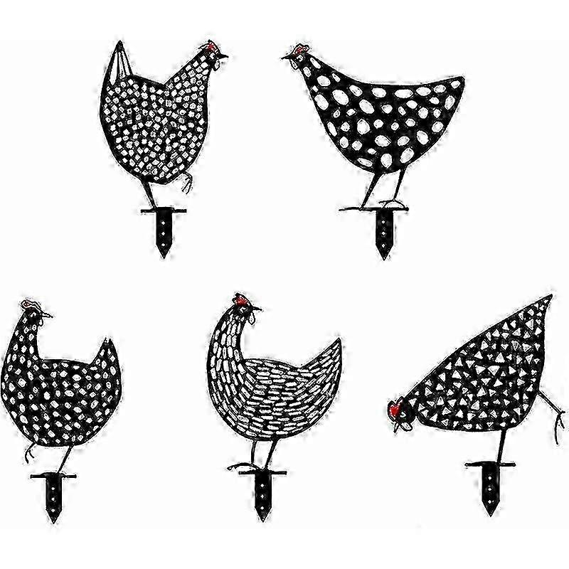 5PCSリアルな3Dチキンヤードデコレーション耐久性のある屋外芝生ガーデンシルエットオーナメント