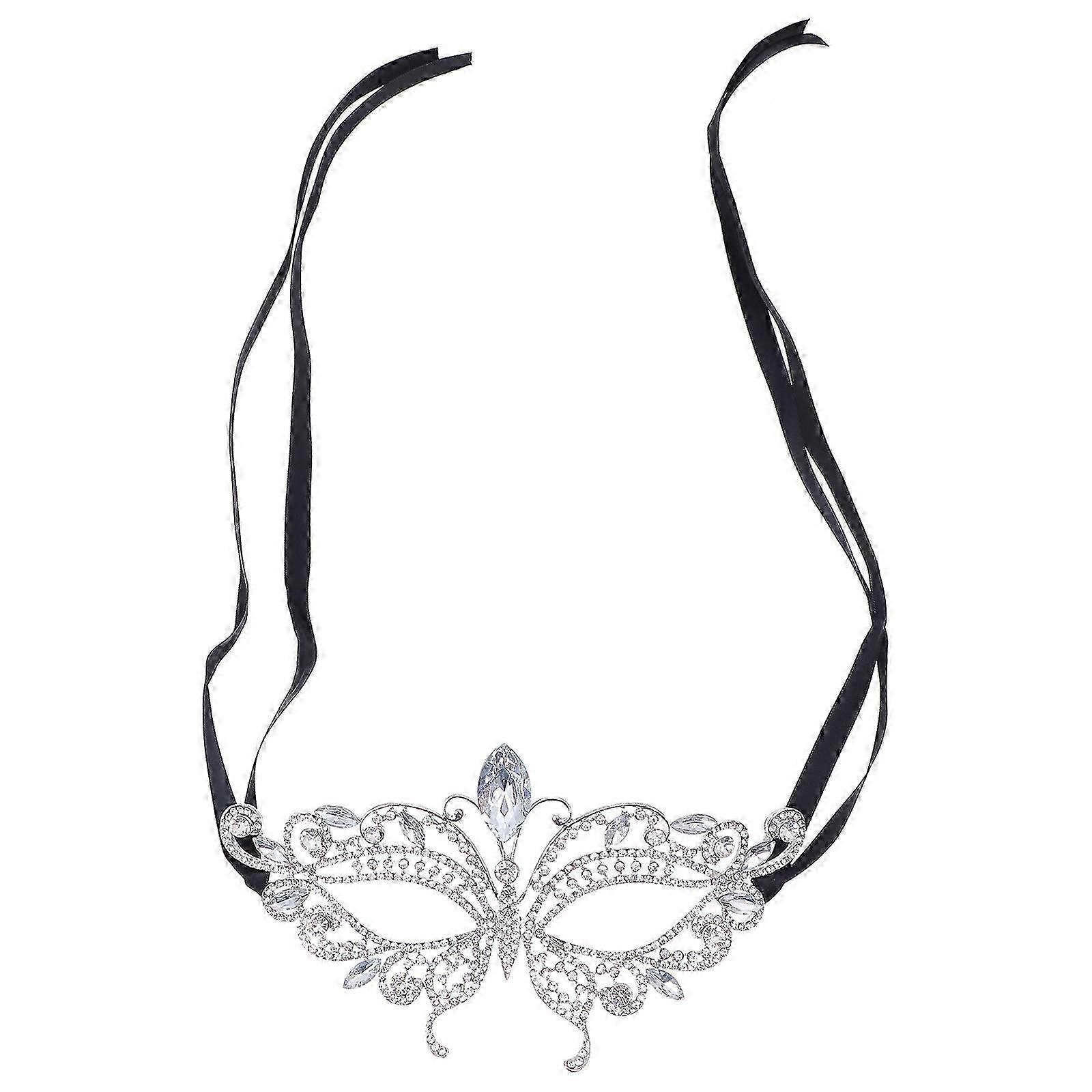 Silver Rhinestone Mask for Decor Lightweight Durable Comfortable Elegant with Smooth Back Non