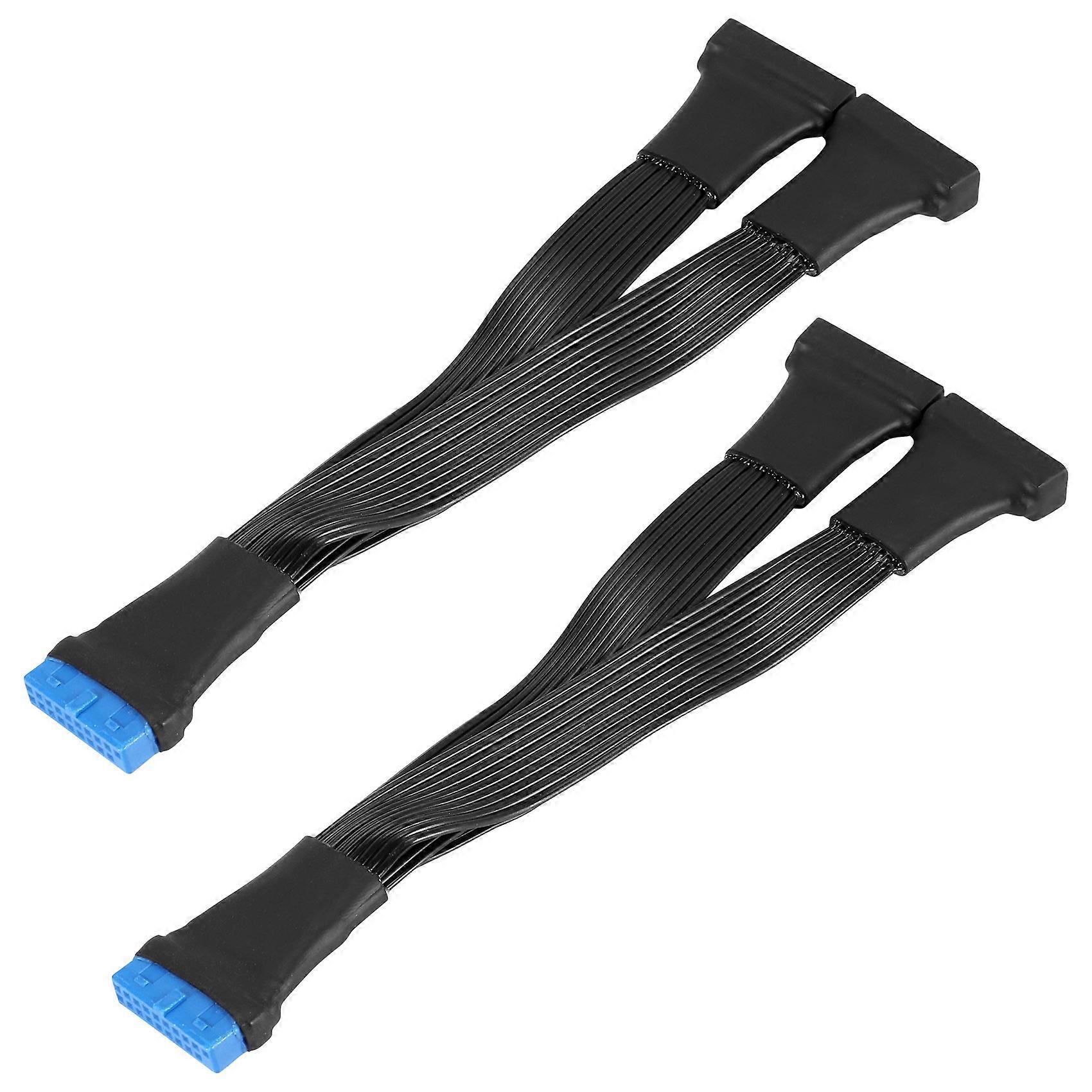 2Pcs Motherboard USB 3.0 19PIN Header 1 To 2 Extension Splitter Cable,12Cm 19Pin Internal Extension Header Adapter Cable