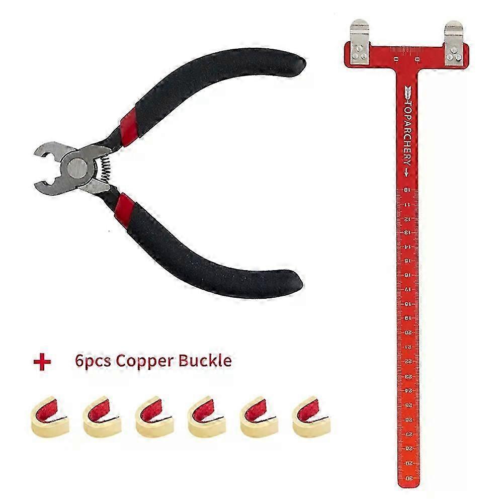 1set Archery T Ruler Copper Buckle Pliers Set BowString Nocking Point Measure And Fixed D Loop Nock Shooting Accessories