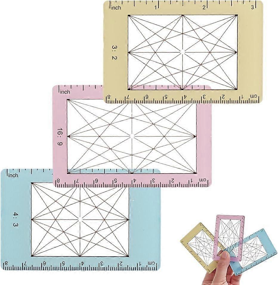 3 Sizes Photo Composition View Finder Tool Portable Golden Ratio Line Viewfinder Acrylic View Finder Rule for Photography Painters Artists Landscape C