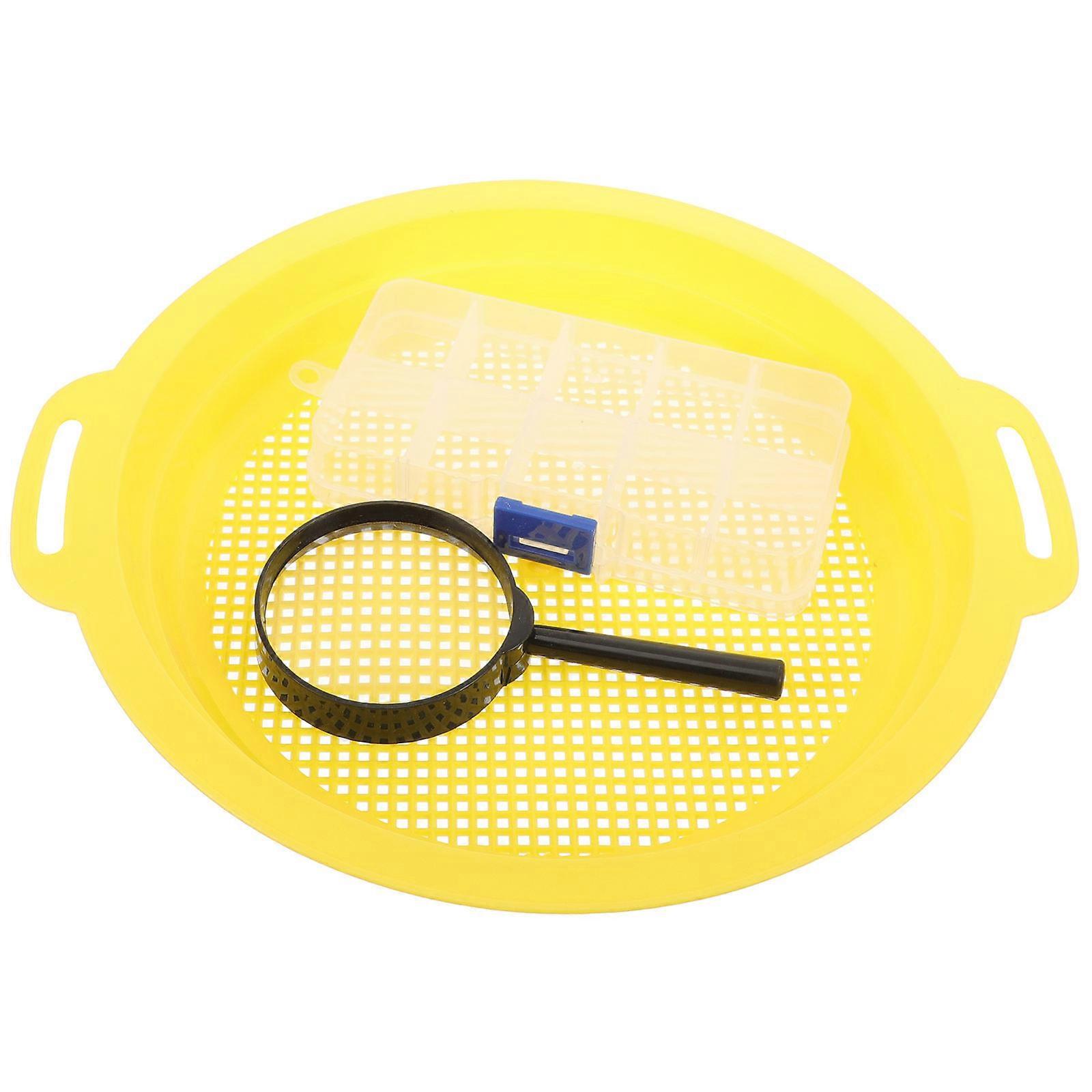 Gold Mesh Pan Filter Pan for Portable Sifting 2Sets Plastic Yellow
