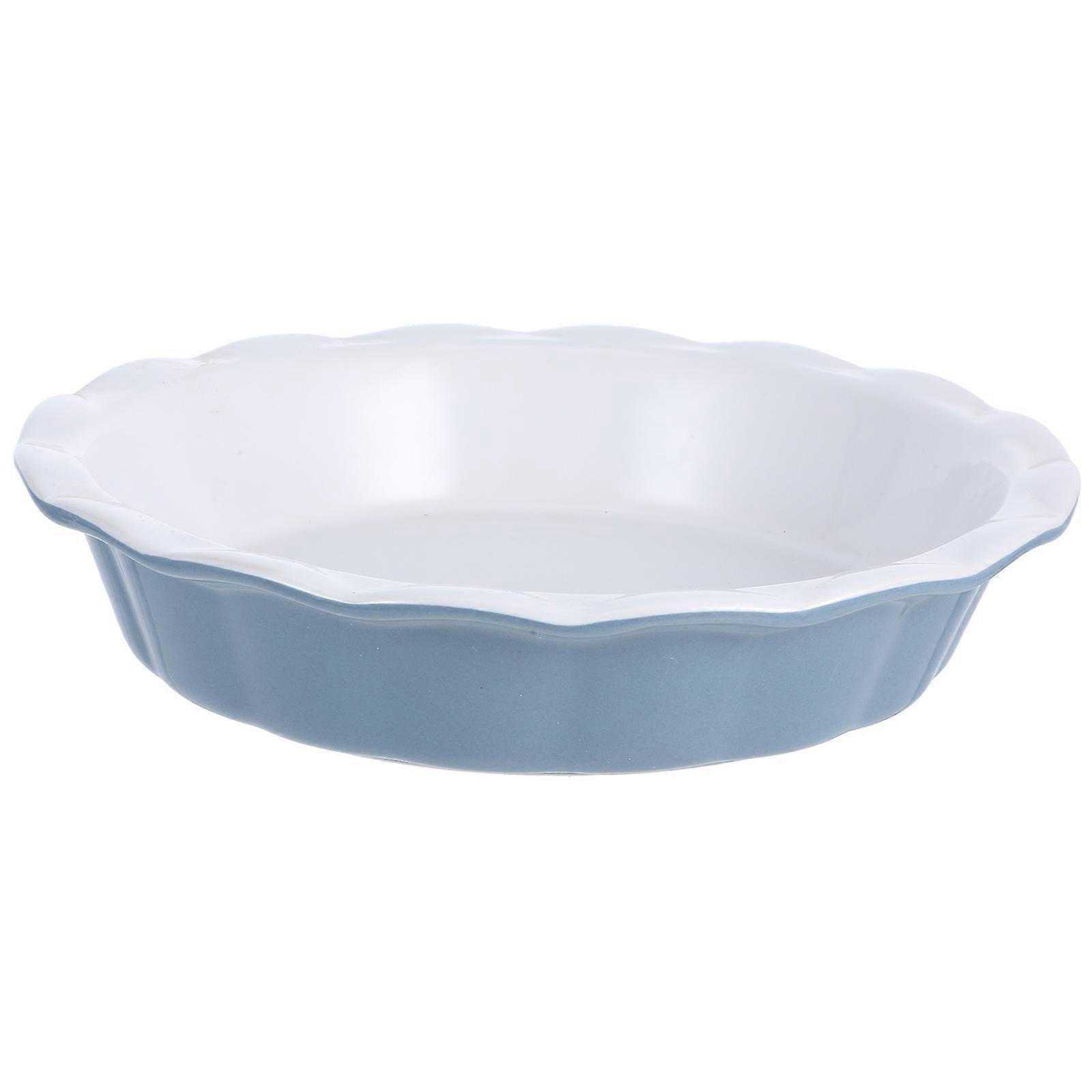 Multi-Use Ceramic Pie Plate for Baking with Wave Edge Deep Baking Dish