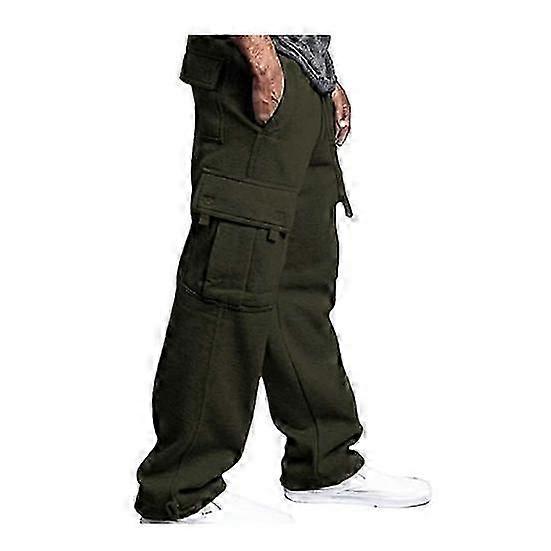 Men Spring Fall Pants with Multi Pockets Drawstring Elastic Waist Wide Leg Plus Size Sweatpants Stretchy Slacks Loose Street Style Sport Trousers!ZZ49