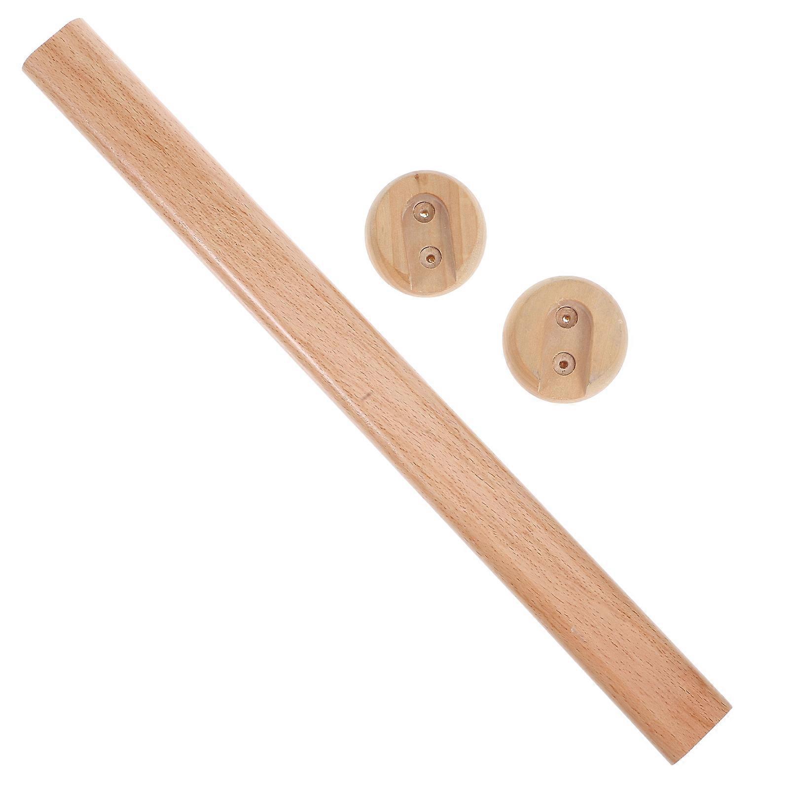 Solid Beech Wood Hanging Rod for Closet Clothes Support