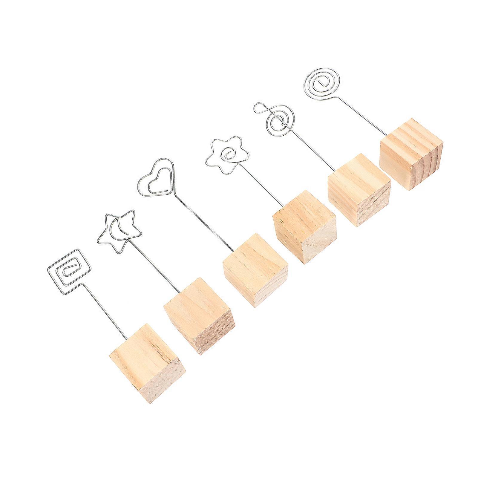 Creative Desktop Message Clips with Square Base Silver Color 6 Pieces