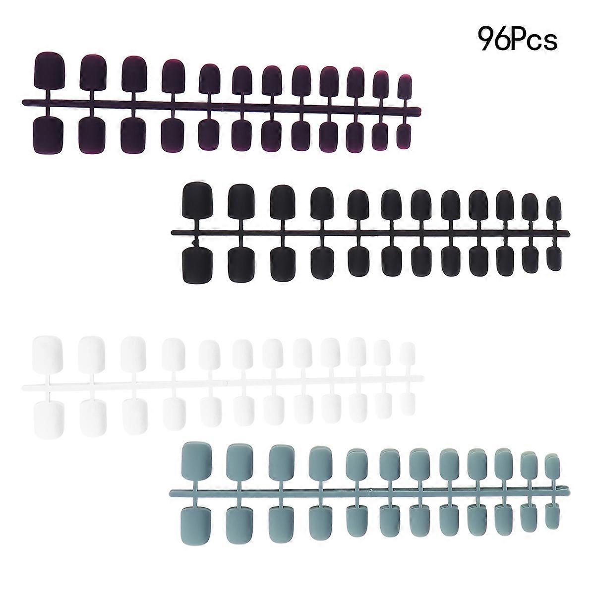 Frosted Matte Nail Art Patches for Manicure with ABS Material Assorted Color 96 Pcs