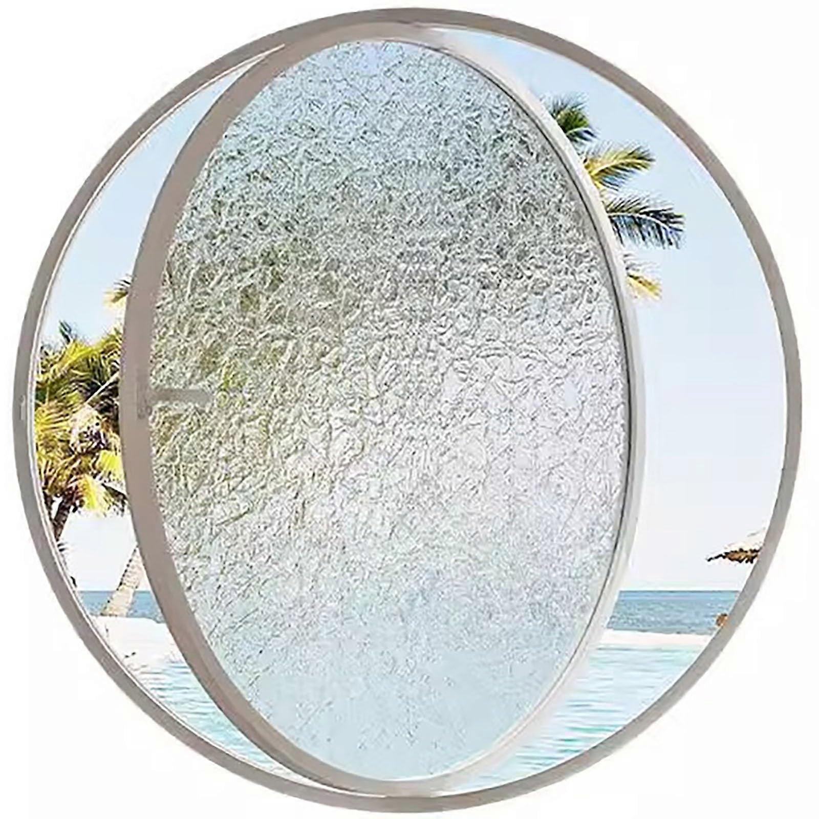360° Rotating Round Window with Aluminum Frame, Tempered Glass, Flush Mount Pivot for Bathroom Kitchen, White 40cm