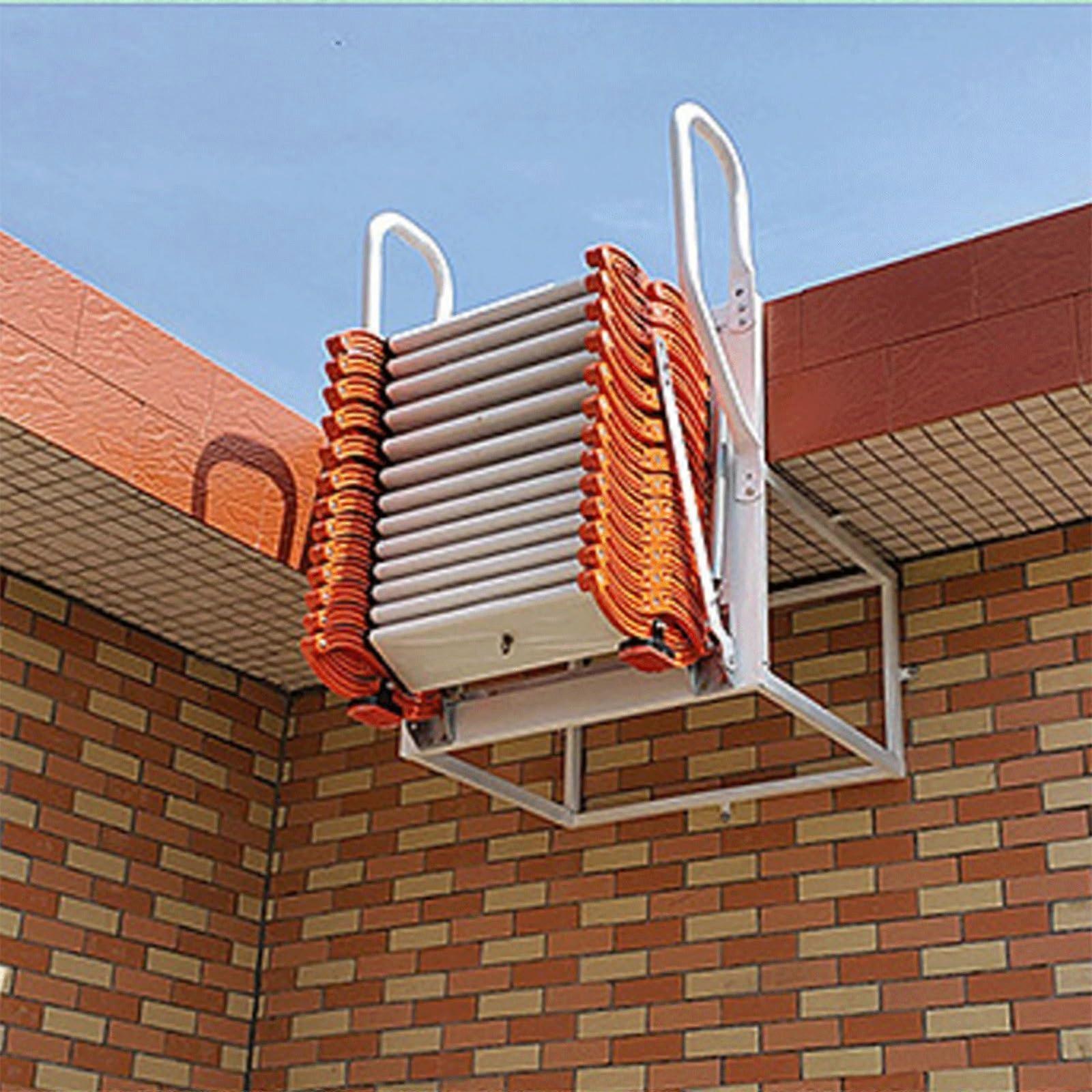 Attic Ladder 880lbs Load Capacity Folding Telescopic Loft Ladder Wall Mounted 22.5m Orange