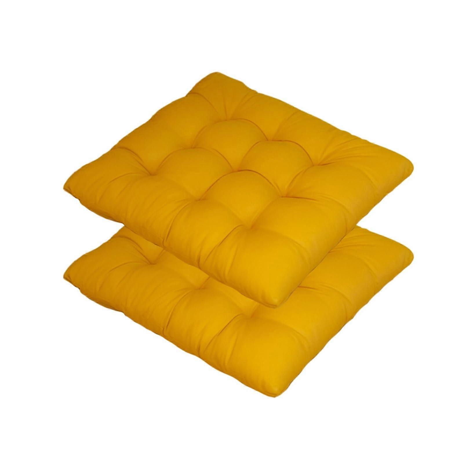 Dining Chair Cushions Set of 2 with NonSlip Ties, Tufted Padding, FadeResistant Yellow, 15.7'x15.7'