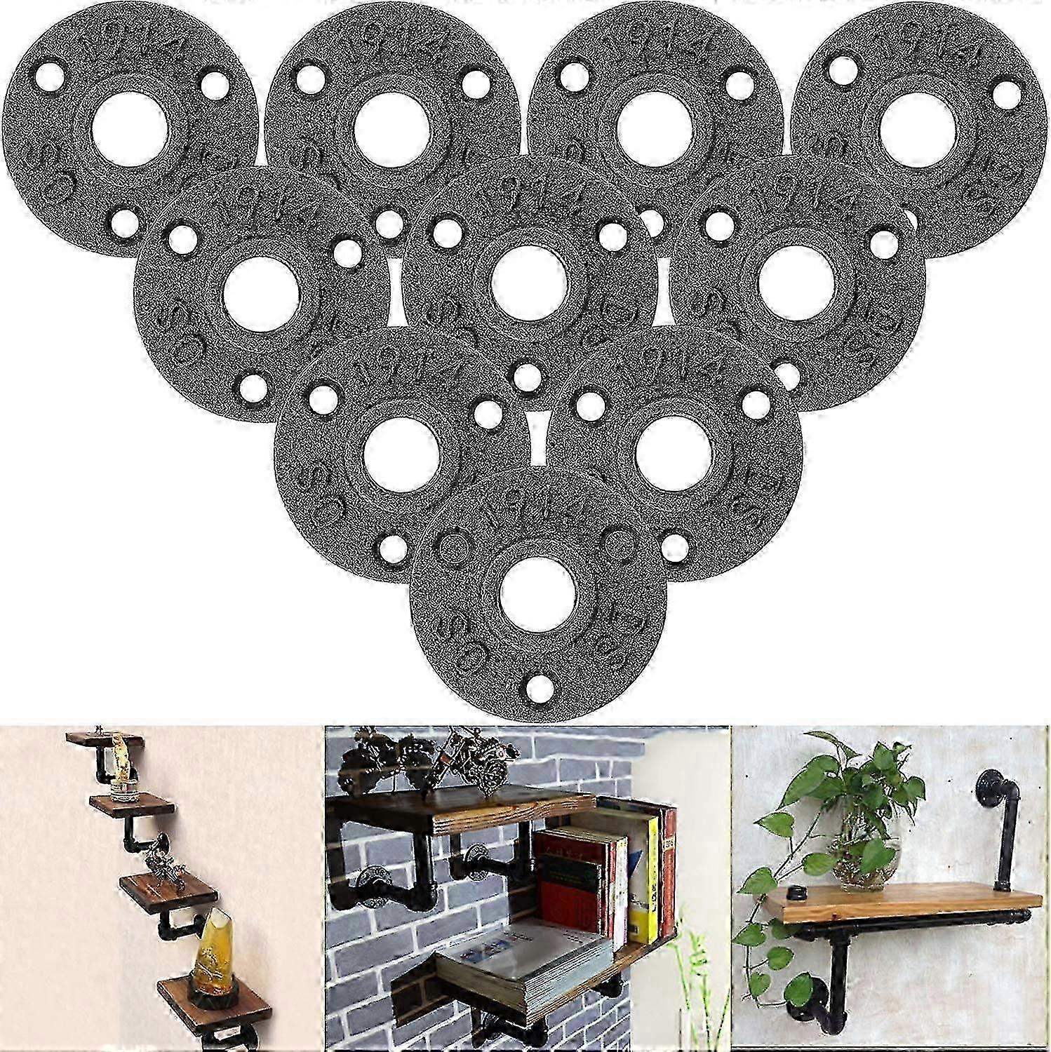 10pcs brides filetées à bride en fonte noire à usage industriel