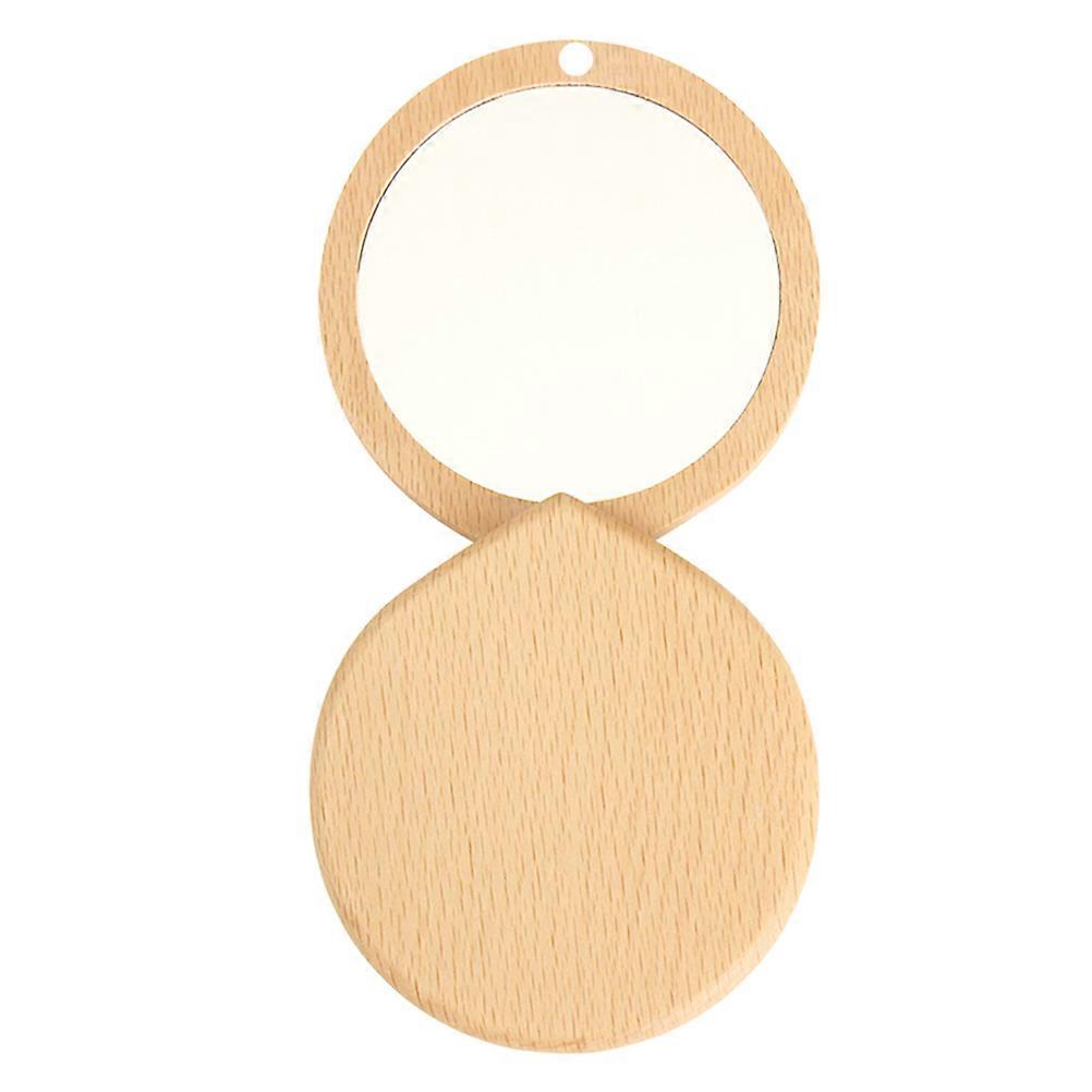 Pocket Mirror Wooden Small Makeup Mirror for Makeup Use 3Pcs