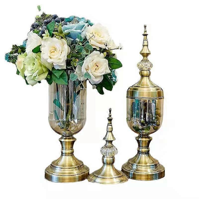 European Vase Ornaments Flower Arrangement Artificial Flower Glass Home Ornament Decorative Tray Simple Dining Table Living Room Furnishings Bonsai