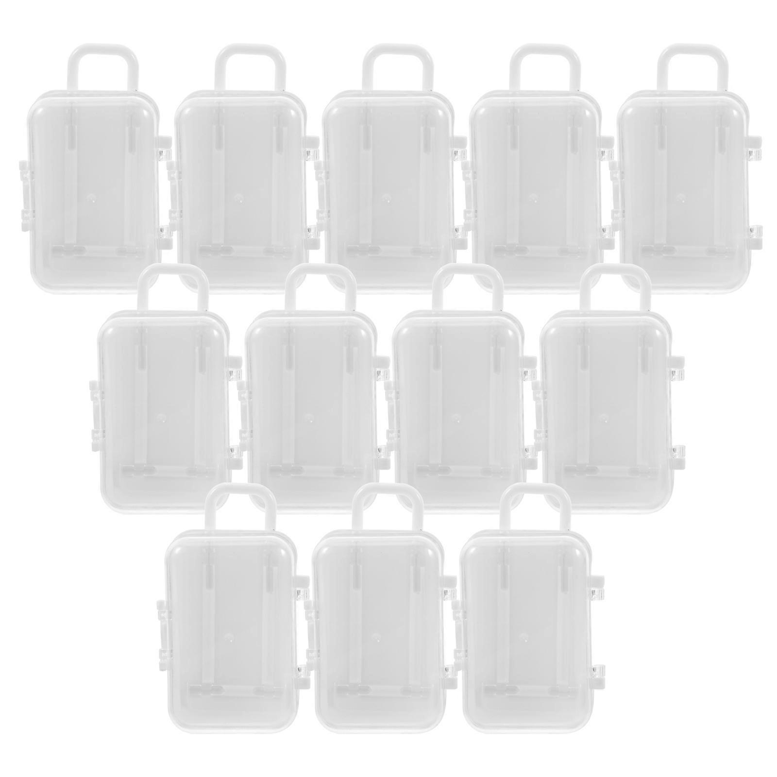 12Pcs Large Trolley Candy Box Suitcase for Storage White Plastic Boxes