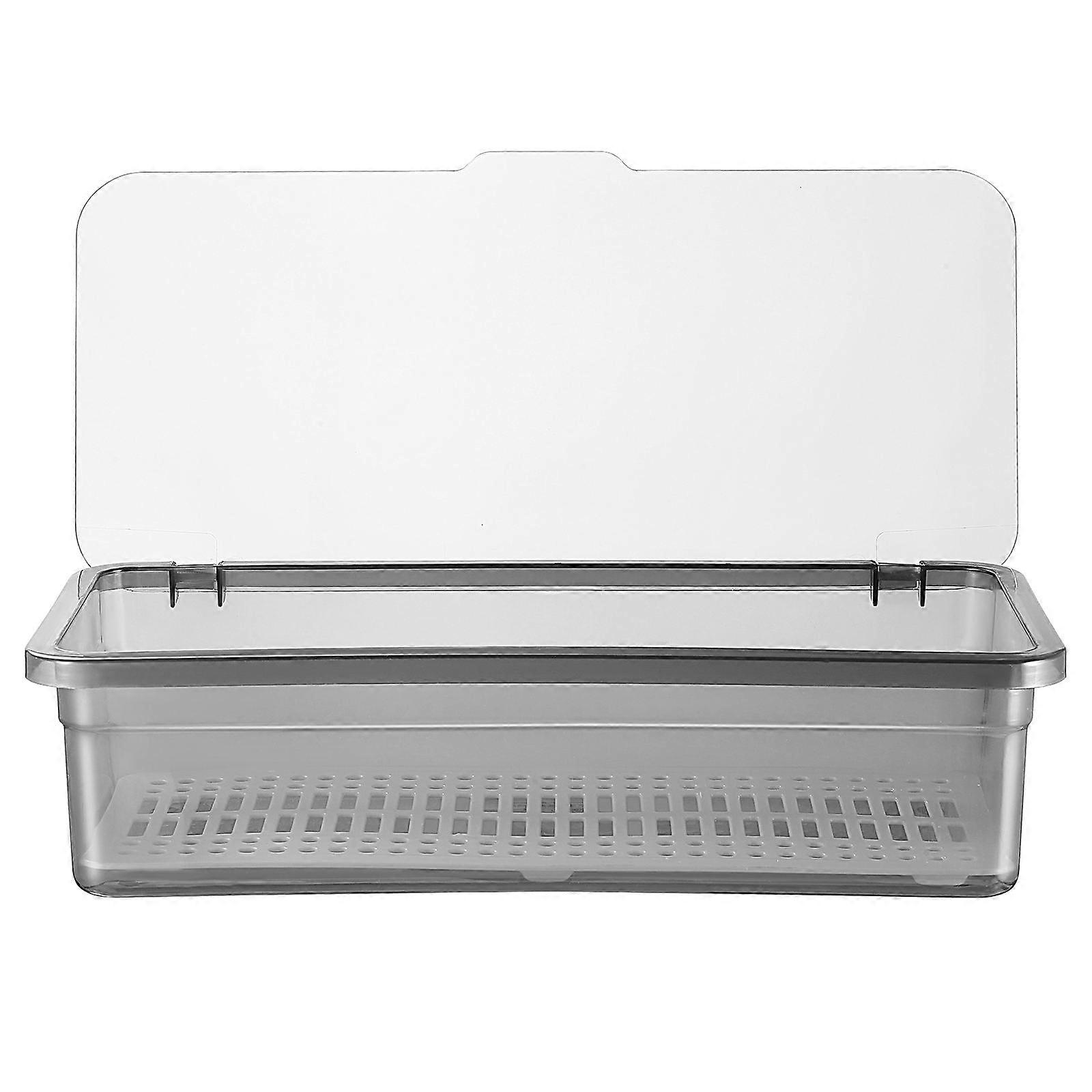 Utensil Storage Container Chopsticks Case for Draining with Cover Black