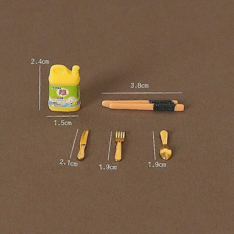 12 Adet Dollhouse Simüle Sofra Seti Dollhouse Minyatür Mutfak Aksesuarı