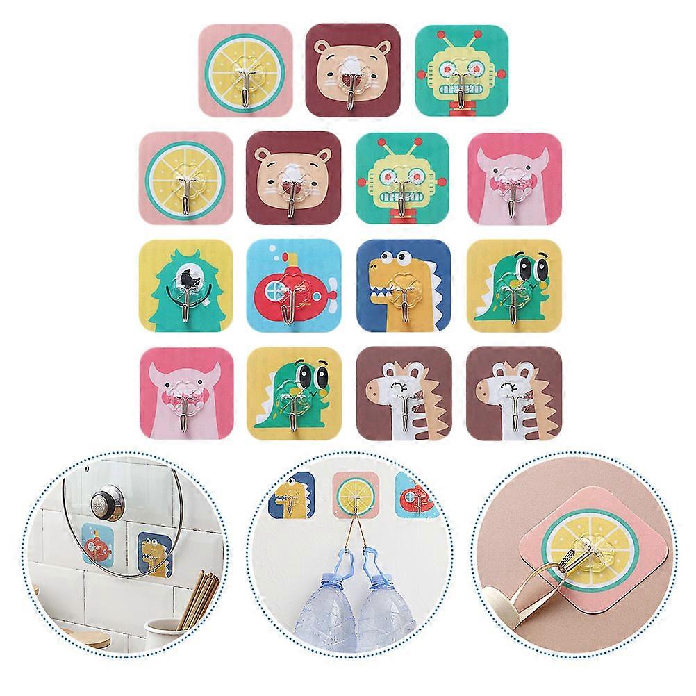 Wall Hooks For Hanging Waterproof Non-Punching Creative Hook For Closets 15Pcs