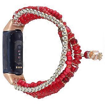 Til Fitbit Charge 6/5 Stilig Øyemønster Dekor Armbånd Klokkereim Perler Rhinestone Smartklokke Str